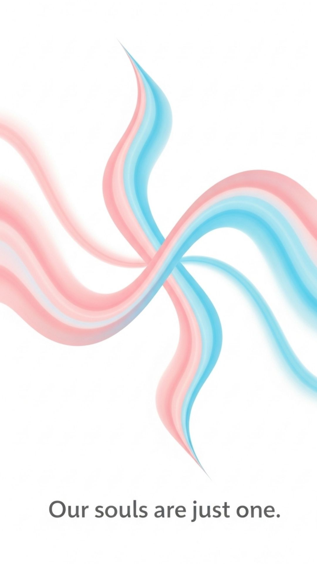 An elegant illustration of two intertwining lines forming one, with a quote about souls.