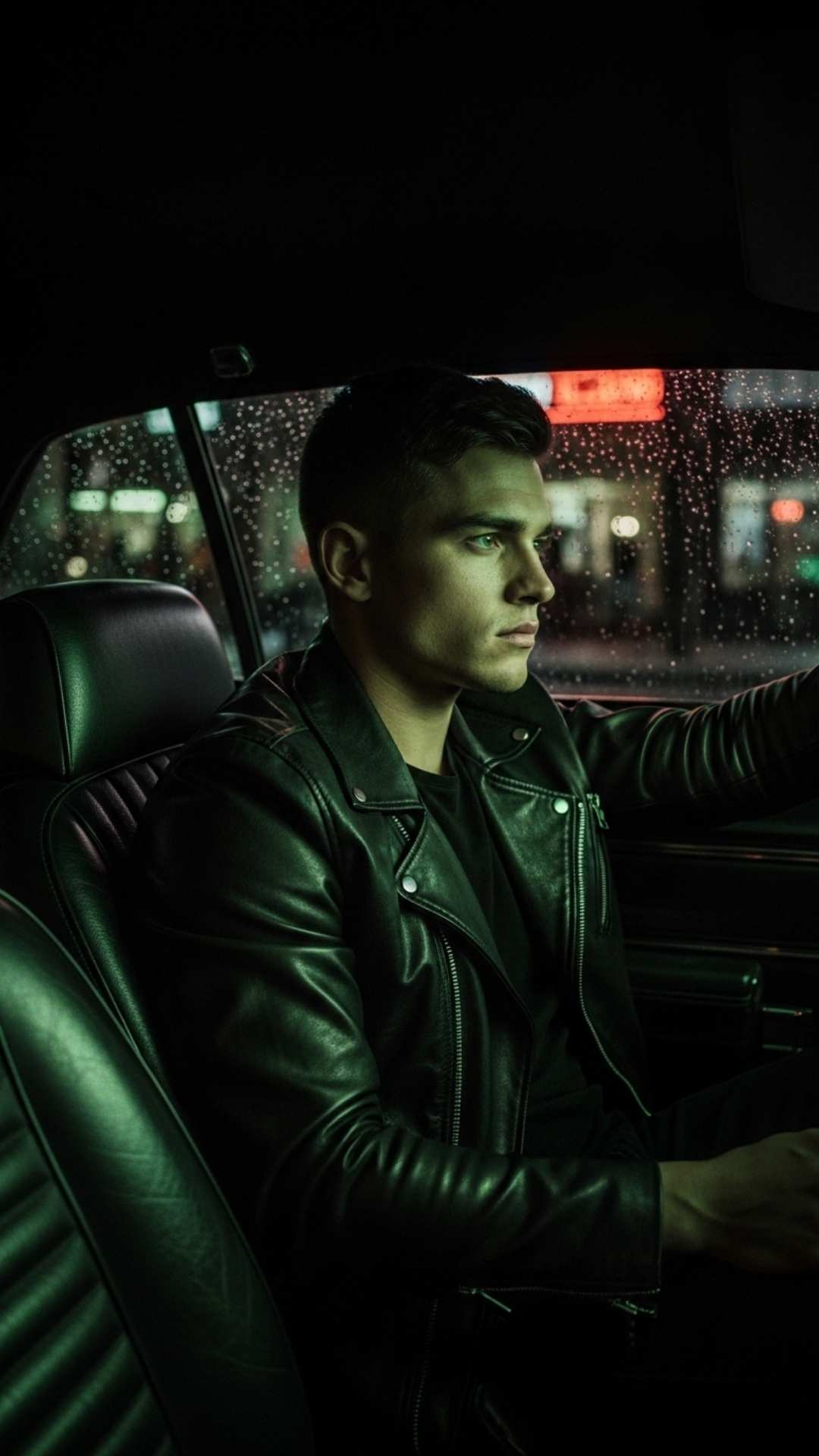 Cool WhatsApp DP of a boy with attitude sitting in a vintage car at night