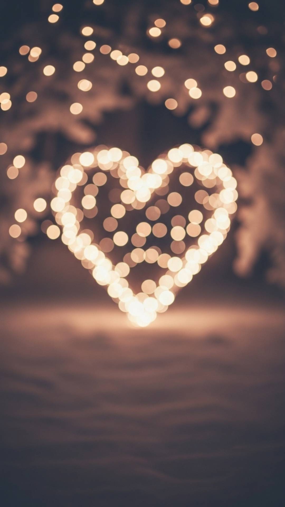 Blurred background lights forming a heart shape, an aesthetic love DP.