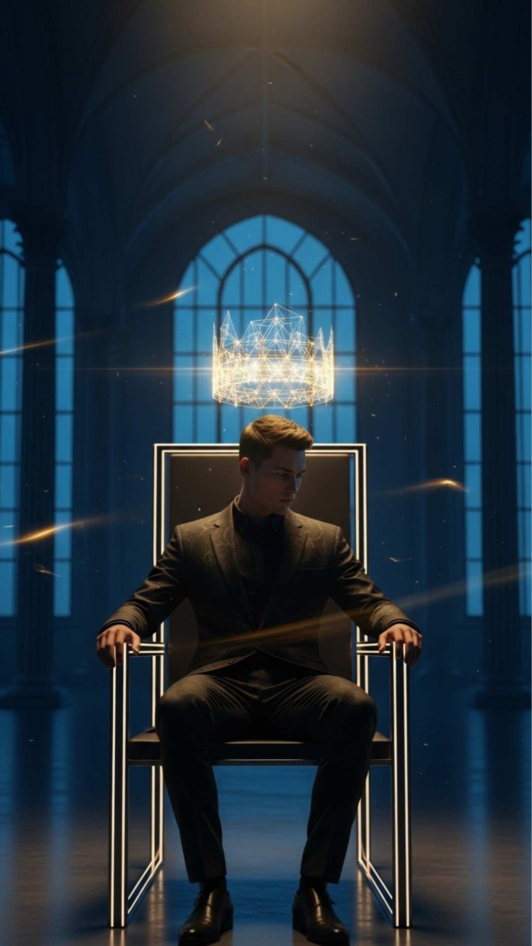 Royal attitude DP for boys featuring a man on a throne with a glowing crown.