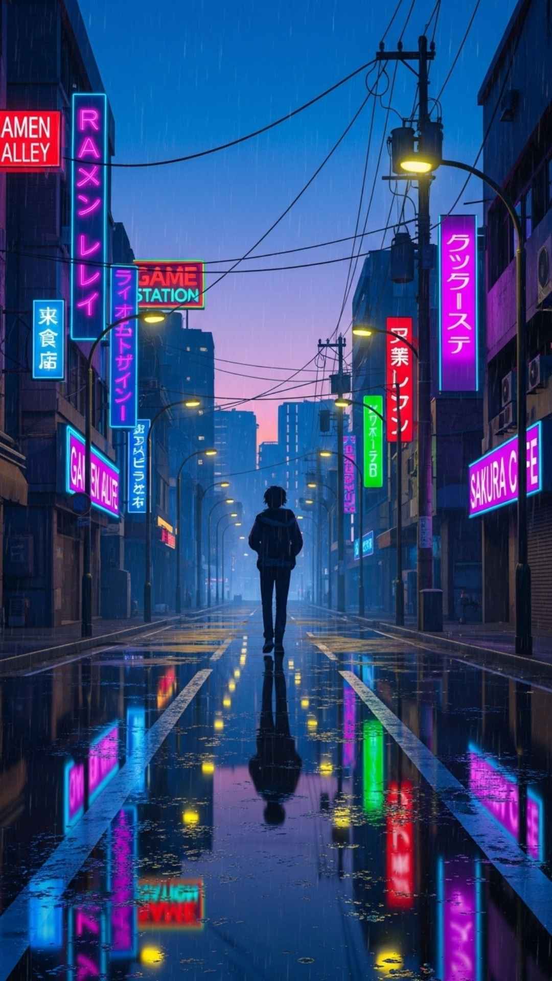 An aesthetic anime scene of a character silhouetted against a stunning starry night sky