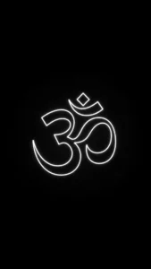 Pure black WhatsApp DP with a minimalist white Om symbol, ideal for spiritual profile pictures and Hindu devotees