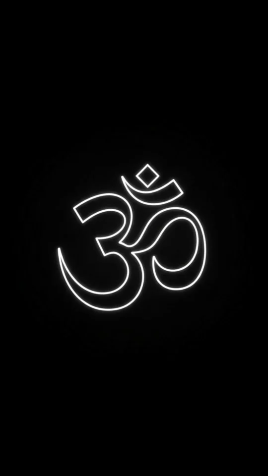 Pure black WhatsApp DP with a minimalist white Om symbol, ideal for spiritual profile pictures and Hindu devotees