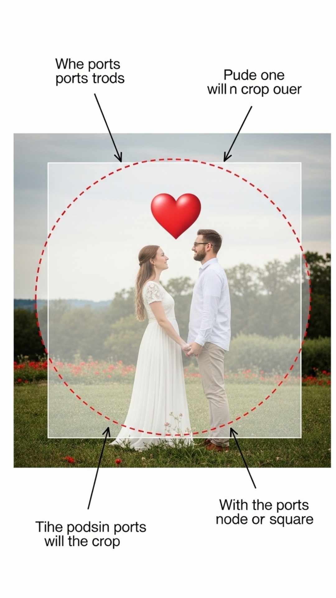 An illustration demonstrating how a square photo is cropped into a circular Facebook profile picture, showing which parts will be cut off