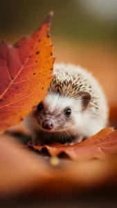 An incredibly cute hedgehog DP peeking from a leaf, a unique and adorable animal avatar for Instagram