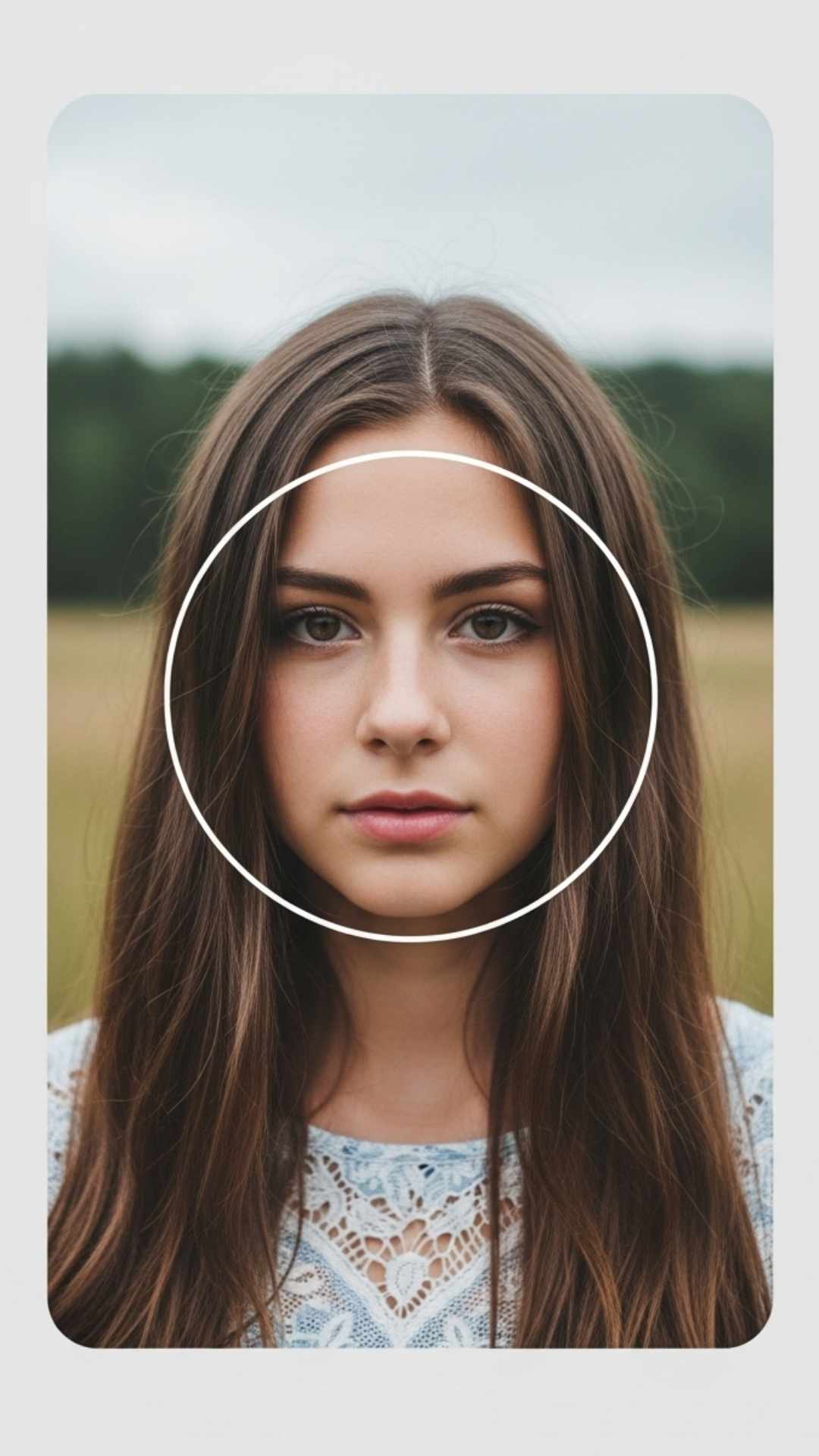 A diagram showing a large rectangular photograph with a circular frame overlaid on it, illustrating how Facebook crops a profile picture and emphasizing the importance of checking the crop area
