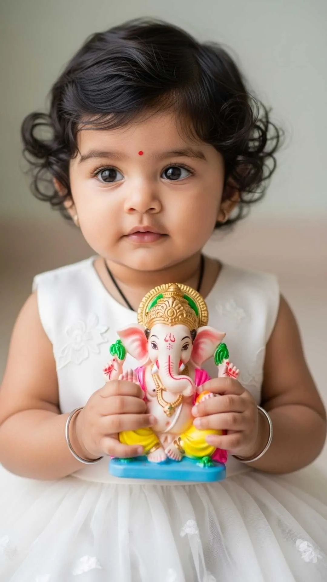 Innocent baby princess pic as Ganesha's devotee for WhatsApp DP.