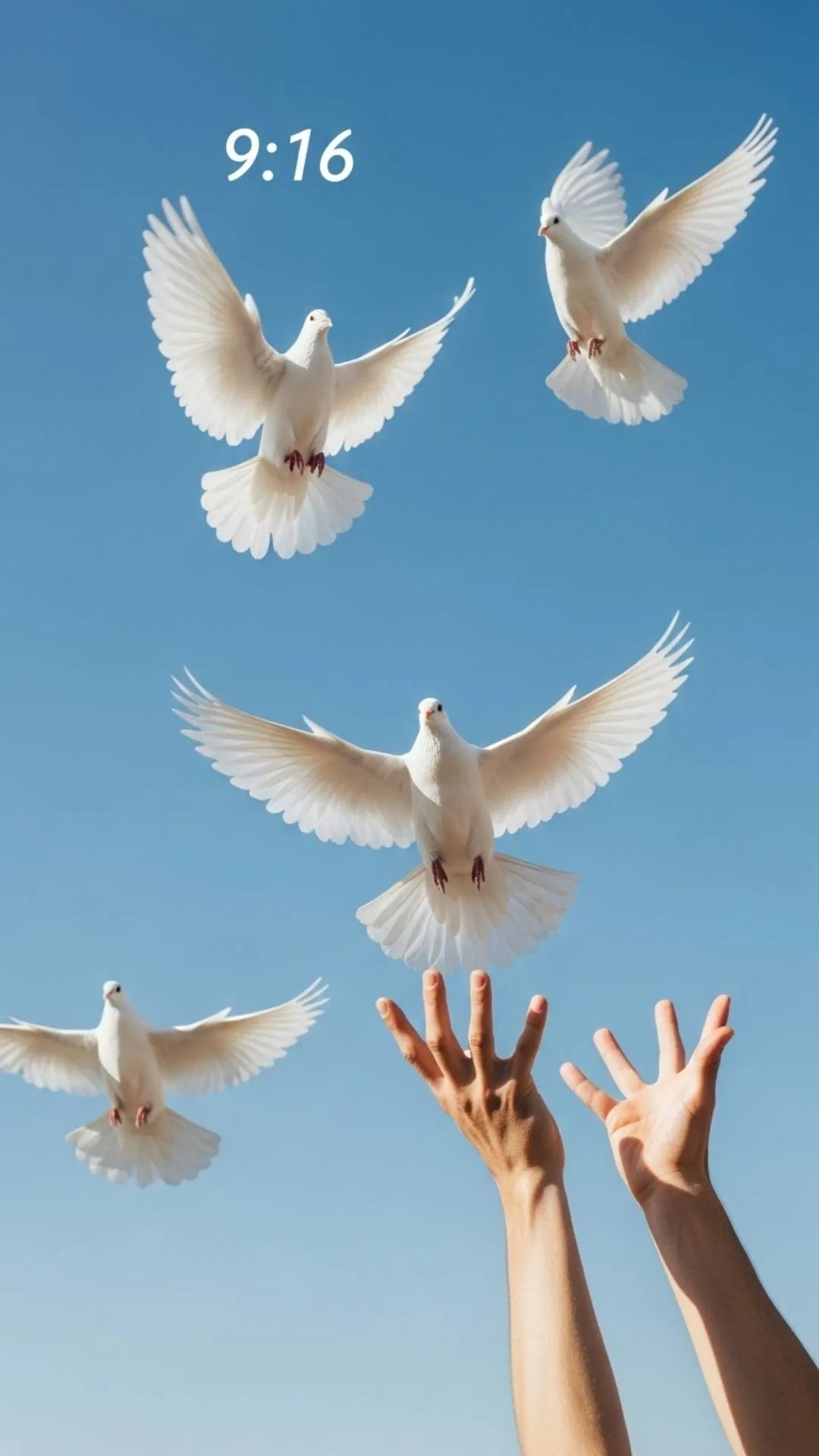 Freedom attitude DP, hands releasing doves, peaceful sky profile.