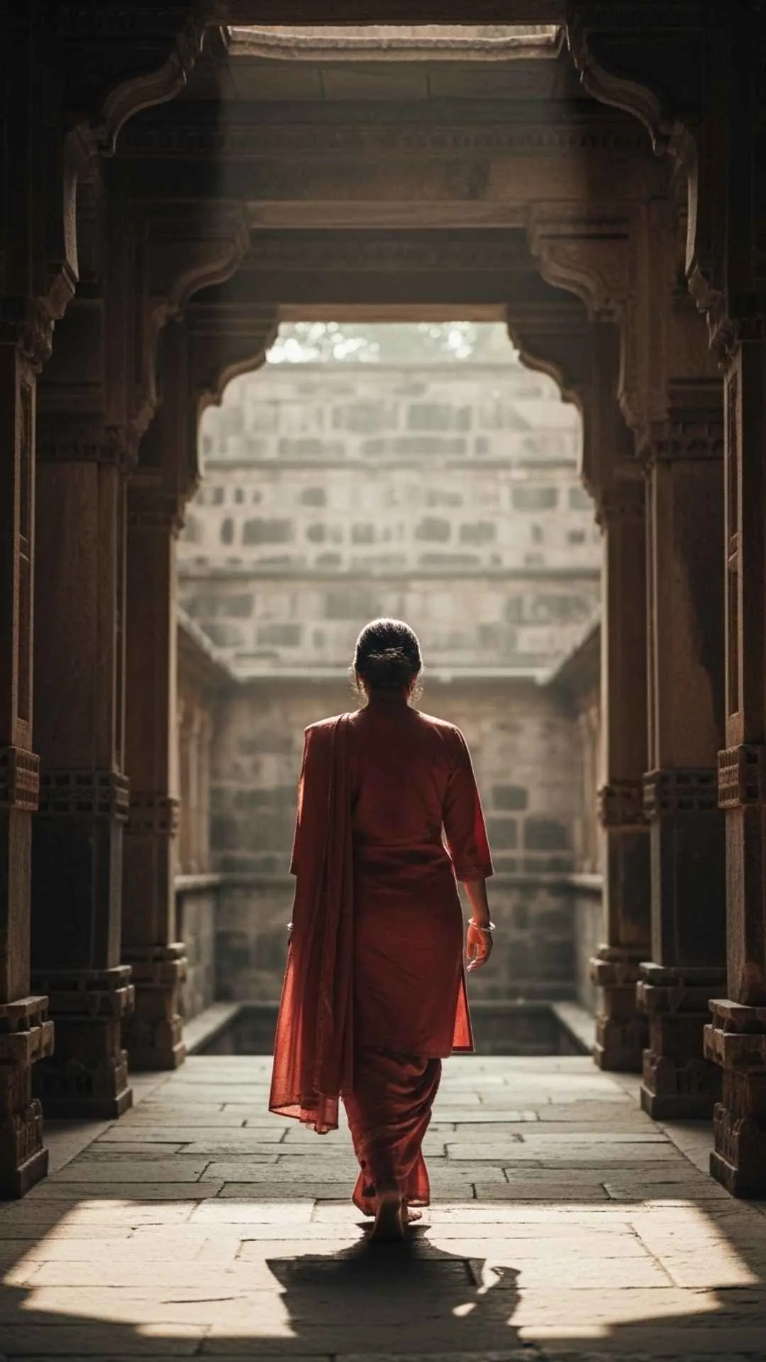 Cultural attitude DP, Indian stepwell, serene traditional profile