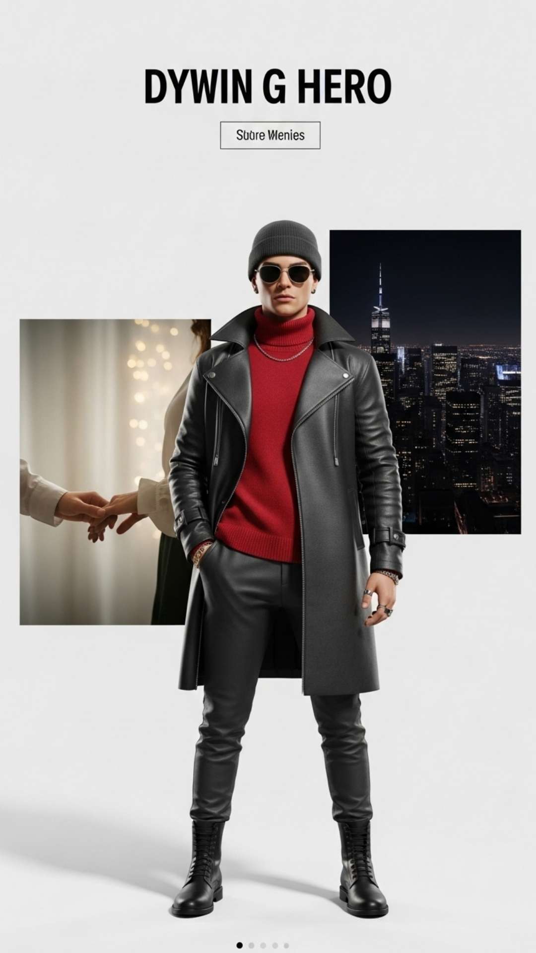A digital collage hero image for an Instagram DP website. It features a main central figure with a bold attitude, flanked by smaller images of a romantic couple and a dark, aesthetic cityscape
