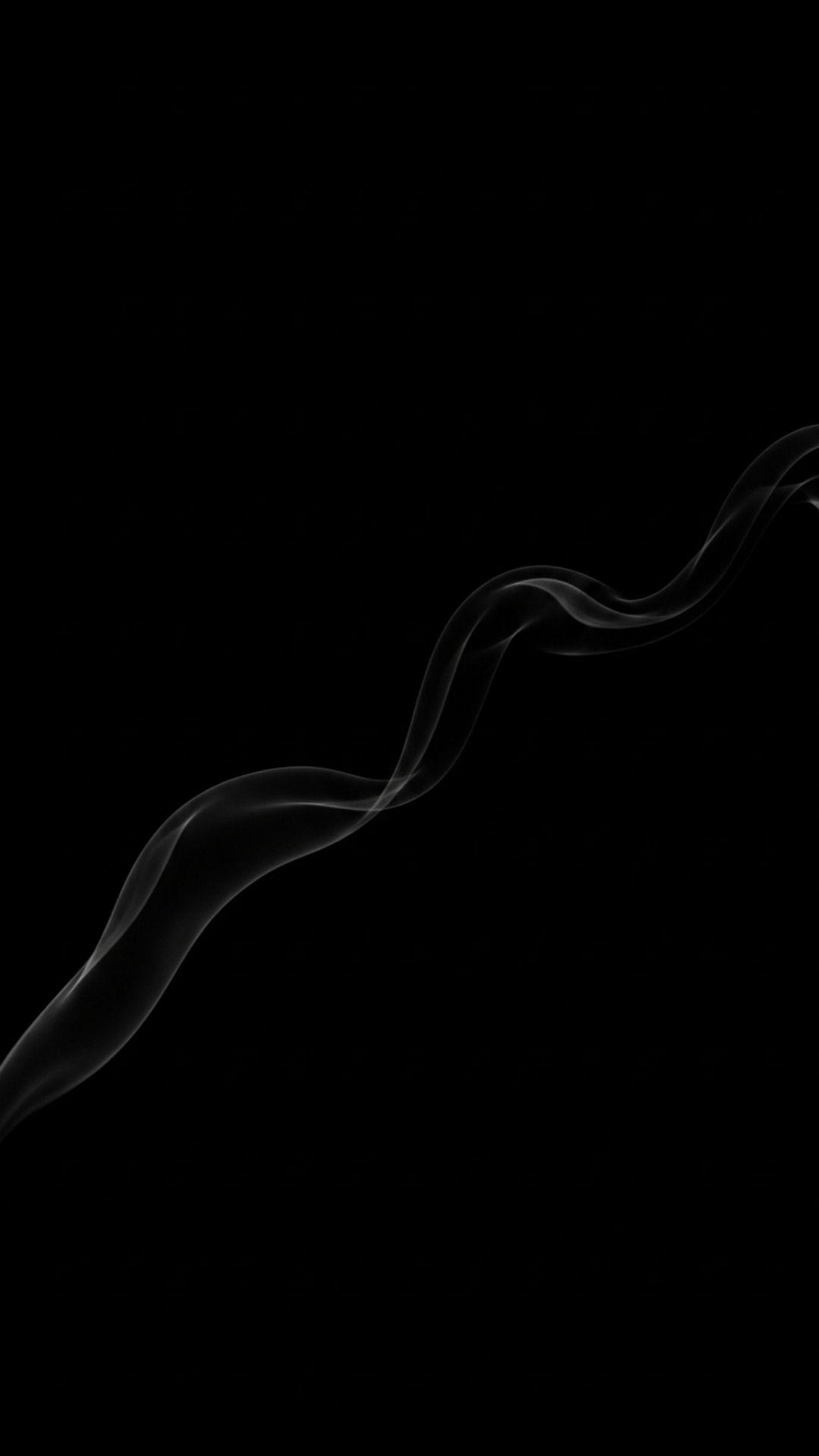 A minimalist black image with a faint, wispy gray smoke line, suggesting a subtle, artistic texture.