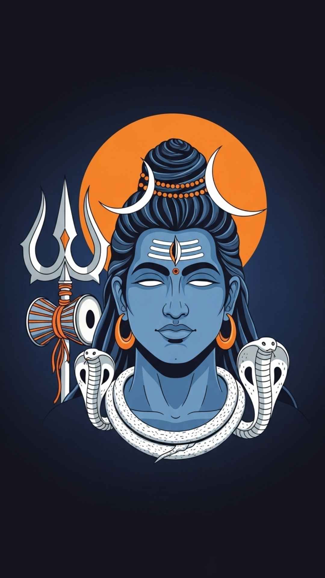 A stylized, minimalist digital art portrait of Lord Shiva with a modern design, perfect for a profile picture.