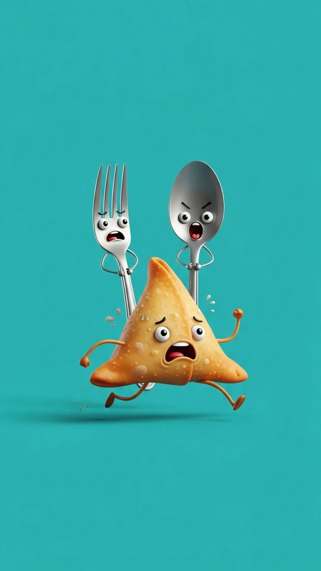 Funny samosa DP, running food meme, Indian snack humor profile picture, cute funny WhatsApp DP.