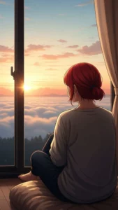 Alone sad girl Facebook DP, contemplative profile picture, new day hope FB DP, girl looking at sunrise, quiet solitude DP.