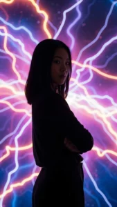 Unique attitude DP of a confident silhouette against a vibrant abstract background, perfect for a powerful WhatsApp profile picture.