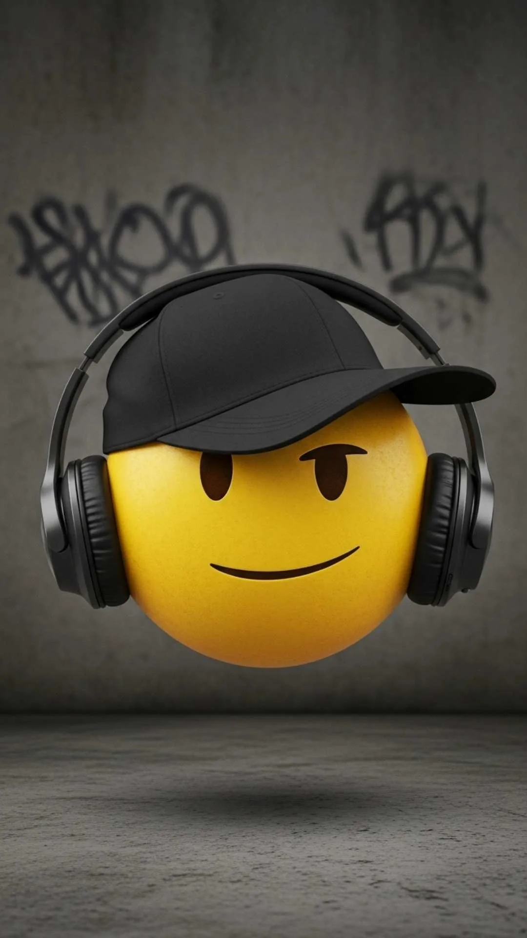 An edgy attitude smiley DP for boys, wearing a backward baseball cap and stylish headphones against a graffiti wall. This free 4K image expresses a cool, independent, and street-smart personality for a WhatsApp or Instagram profile picture.