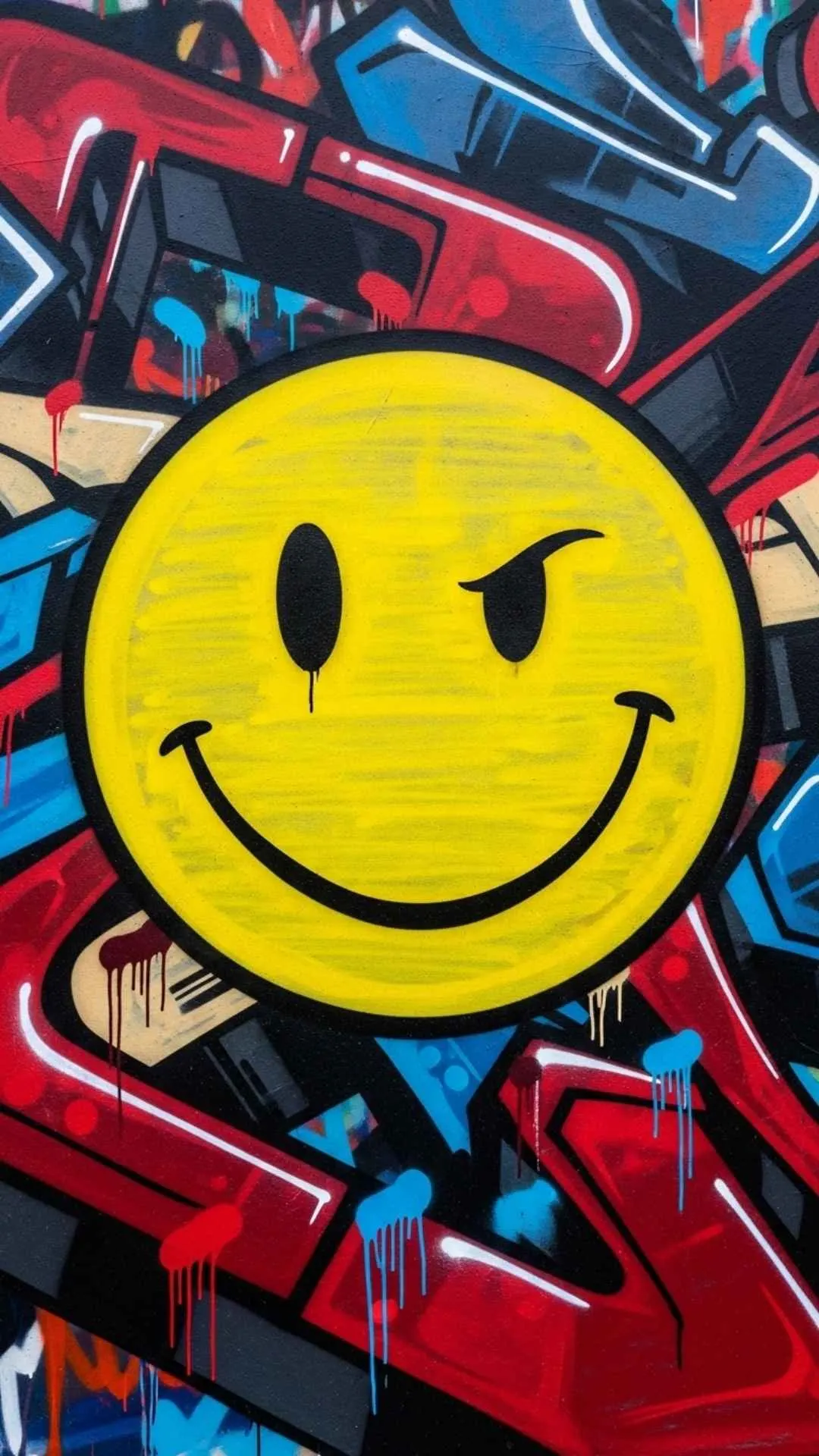 A graffiti attitude smiley image for DP, with a mischievous smirk against a vibrant street art background. This free HD download is perfect for a boy's profile picture, expressing a rebellious and artistic personality on WhatsApp or Instagram.