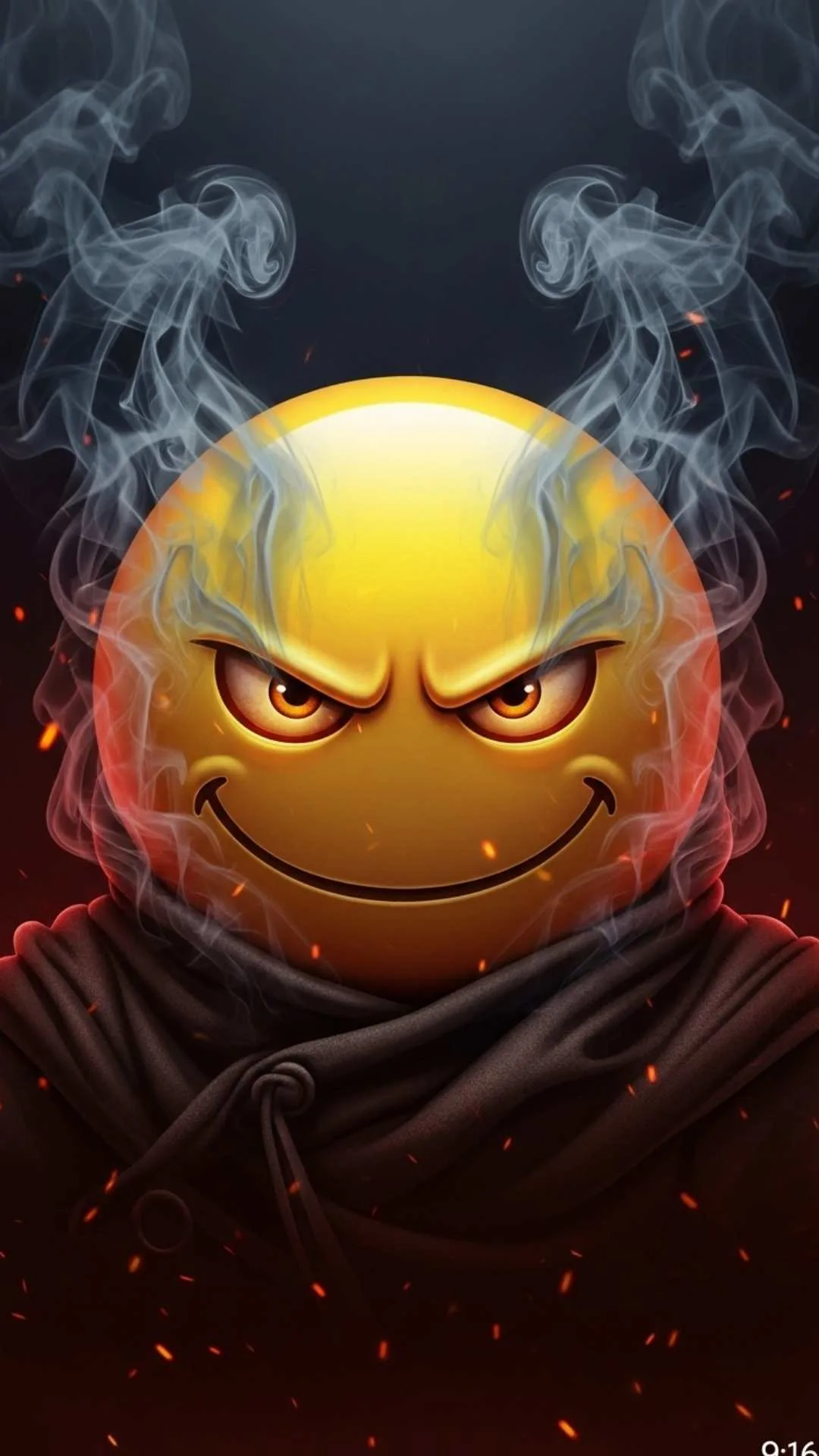 An intense attitude smiley DP for boys, surrounded by smoke and subtle fire, with fierce eyes. This free 4K image symbolizes an unbreakable spirit and fearless attitude, perfect for a powerful WhatsApp or Instagram profile.