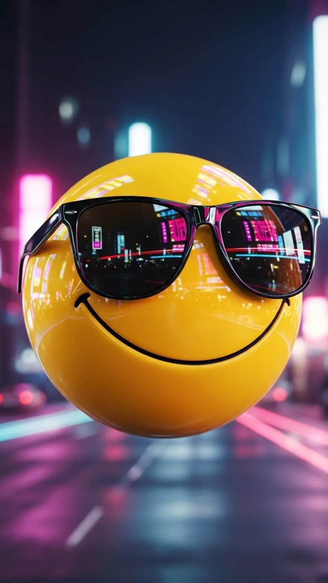 A cool attitude smiley image for DP, featuring a confident smirk and stylish sunglasses reflecting neon lights. This free HD download is ideal as a WhatsApp DP for boys in India, symbolizing independence and a strong personality.