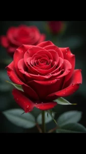 A stunning, beautiful red rose DP in 4K HD, showing a perfect, passionate red rose in a dramatic close-up, symbolizing love and romance. This high-quality rose image is perfect for a WhatsApp display picture.