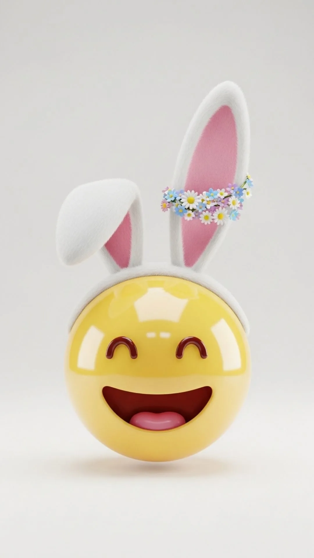 A 3D cute smiley image for DP, featuring fluffy bunny ears and a small flower garland. This adorable and unique profile picture is a free download for girls looking for a sweet, positive WhatsApp DP from Majekfilms.com