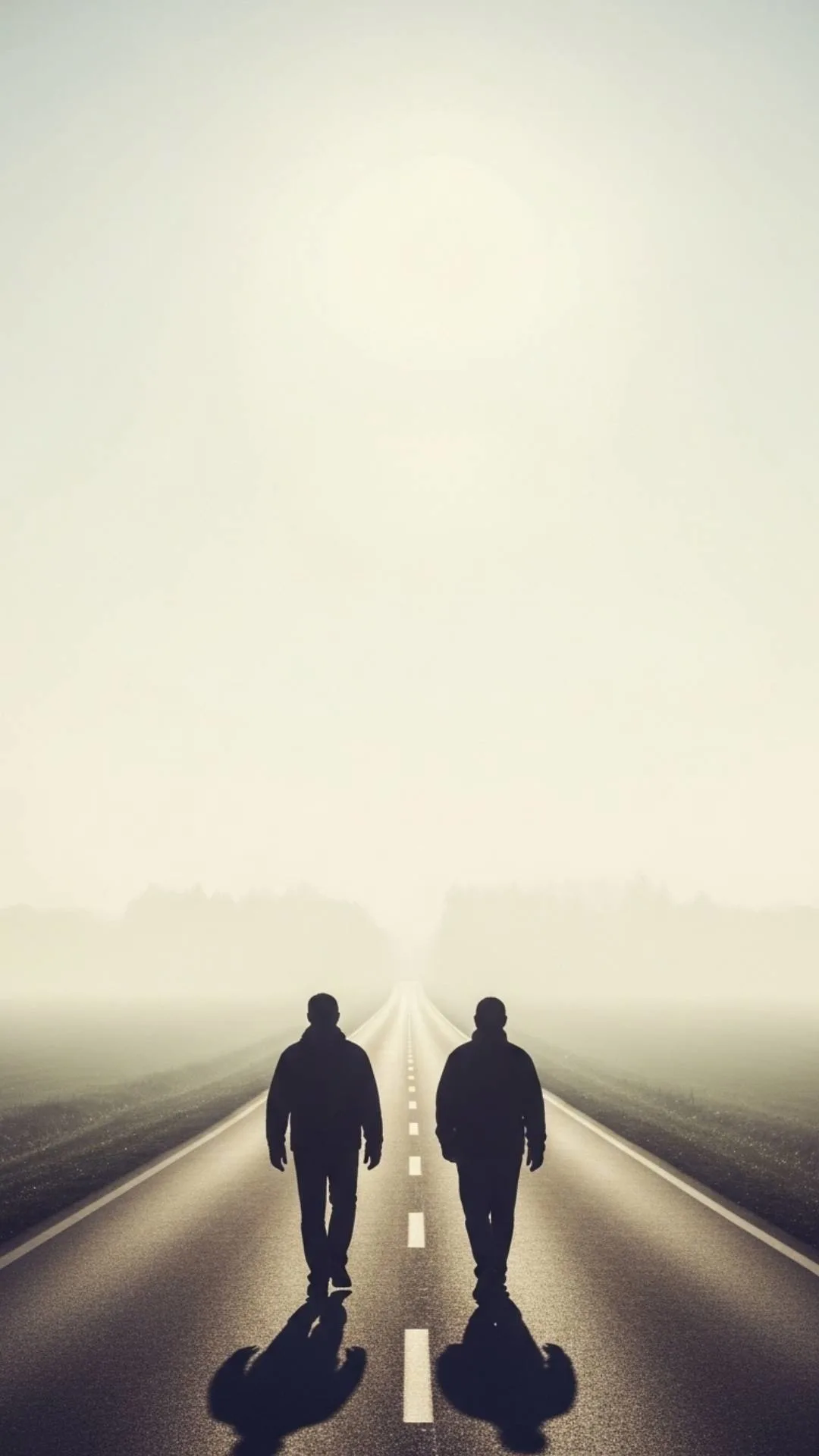 A serene Dosti DP showing two friend silhouettes on a long path, representing a timeless commitment and a deep friendship journey through thick and thin.