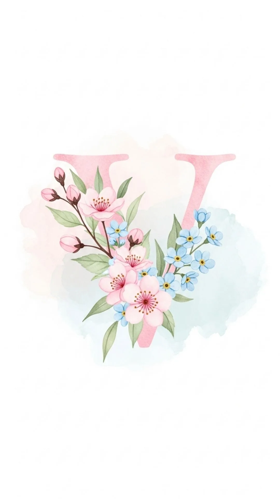 An aesthetic and cute 'V' letter image for DP, featuring a delicate watercolor 'V' adorned with soft pastel flowers and leaves on a gentle, artistic background. This 'floral V name DP' is perfect for girls and young women in India seeking a stylish, feminine, and aesthetically pleasing profile picture for Instagram or WhatsApp, ideal for 'V letter images for dp girl', 'cute V alphabet wallpaper', or 'aesthetic V name dp 4K'.