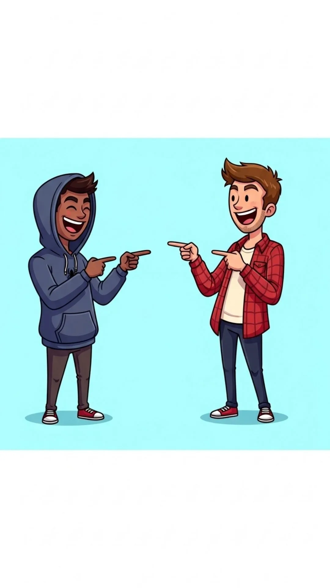A funny friendship DP recreating the iconic Spider-Man meme with two cartoon best friends pointing at each other, a hilarious pic for a fun-loving bond.