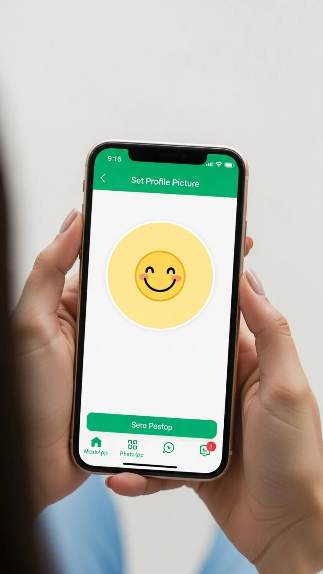 A girl setting her new cute smiley image for a WhatsApp DP in India. This shows the purpose of downloading a high-quality, positive, and likable profile picture for a sweet, approachable profile from Majekfilms.com.