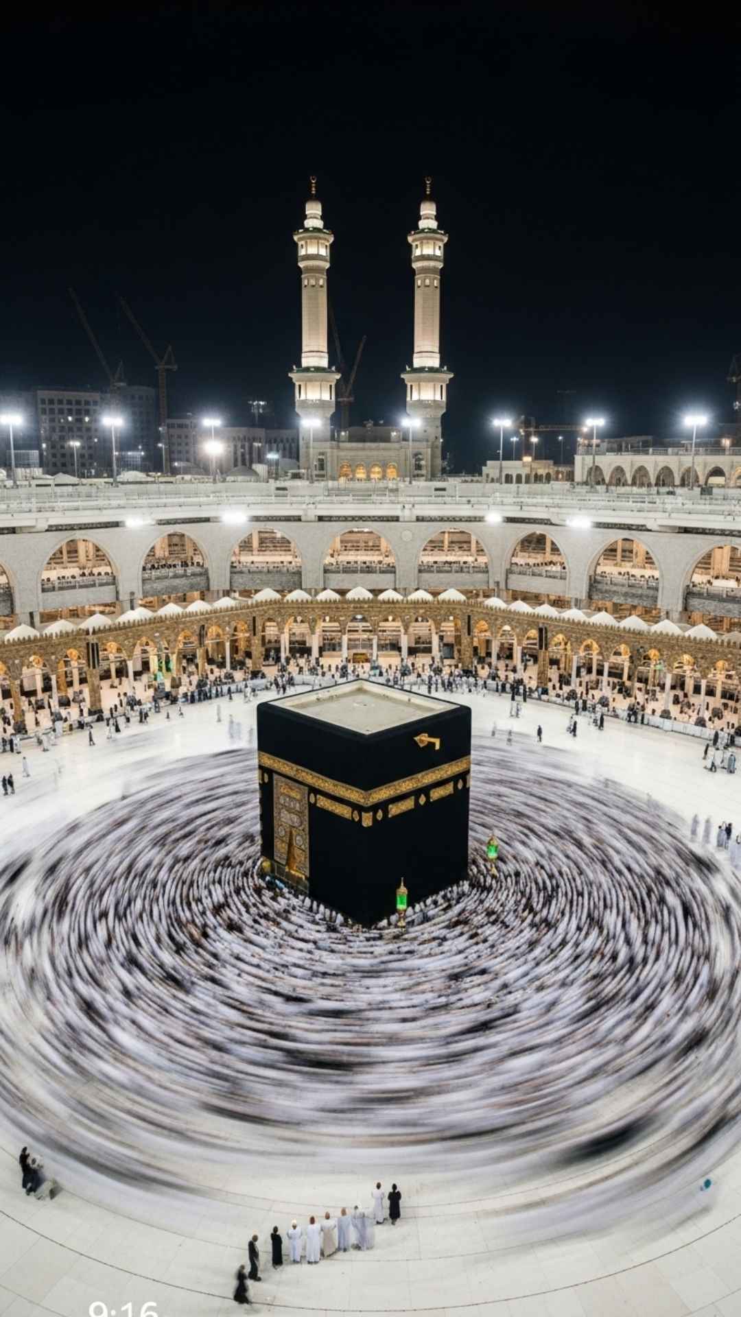 A powerful HD Kaaba DP image from a high aerial view, showing thousands of pilgrims in motion during Tawaf at night. This free 4K Mecca DP from Majekfilms.com is a perfect Islamic DP for WhatsApp, symbolizing Muslim unity.