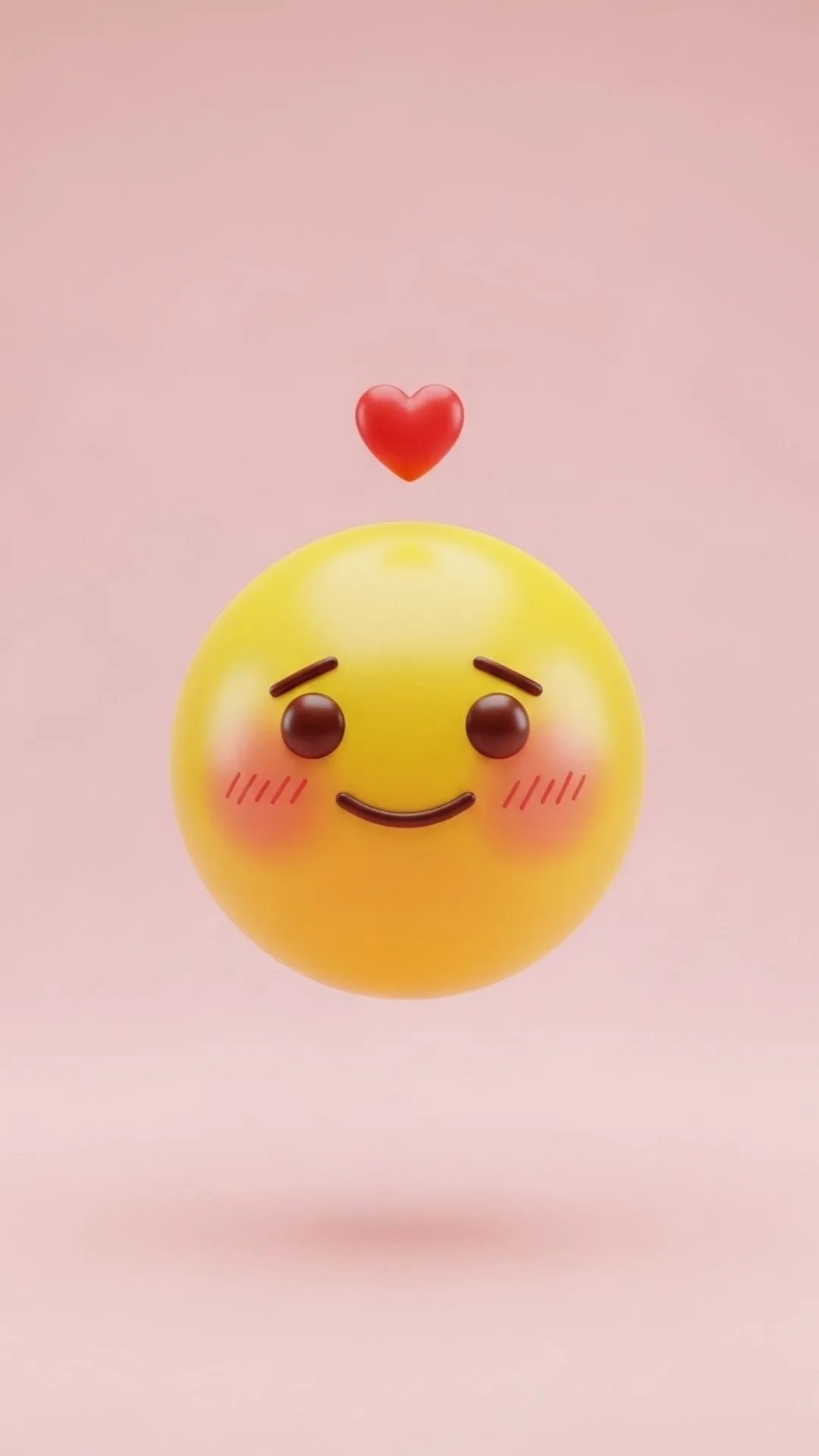 A blushing cute love smiley image for DP, with pink cheeks and a floating red heart. This free 4K download is an ideal WhatsApp DP for girls to express shy affection or a sweet romantic mood.