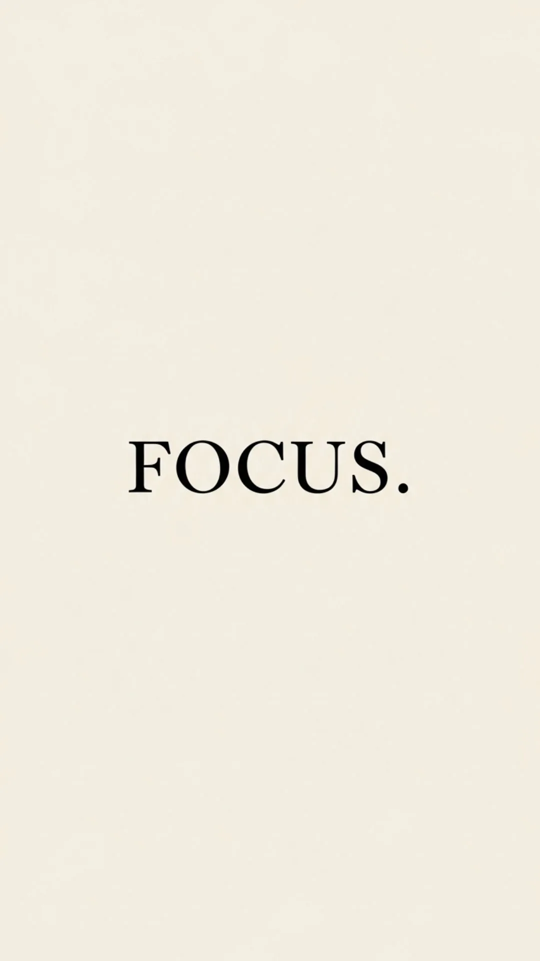 A 9:16 minimalist and aesthetic study DP featuring the single word 'FOCUS.' in a clean black serif font on a beige background. This simple and stylish profile picture is a powerful reminder for Indian students to avoid distractions during exams. Download free 4K 'Aesthetic Instagram DP' options at Majekfilms.com.