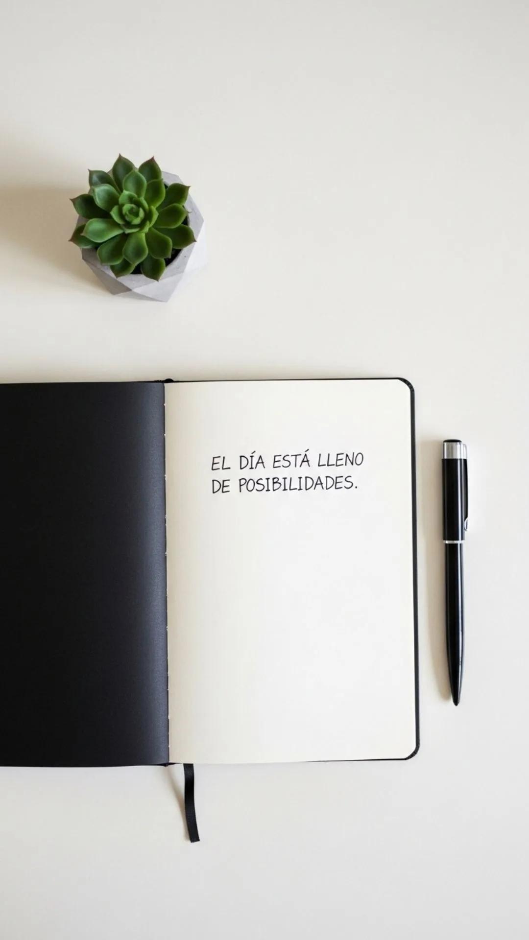 A 9:16 minimalist study DP featuring a clean flat lay of an open notebook and a single pen on an organized white desk. This simple and stylish profile picture is ideal for students in India who prefer a clean aesthetic to show focus and organization during exams. Free HD DPs for girls and boys on Majekfilms.com.