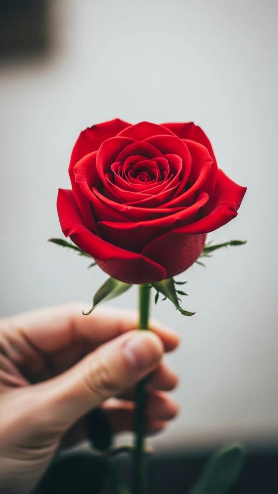 A beautiful 4K HD red rose held in hand DP, symbolizing a heartfelt declaration of love and romance. An expressive rose image perfect for a romantic WhatsApp DP
