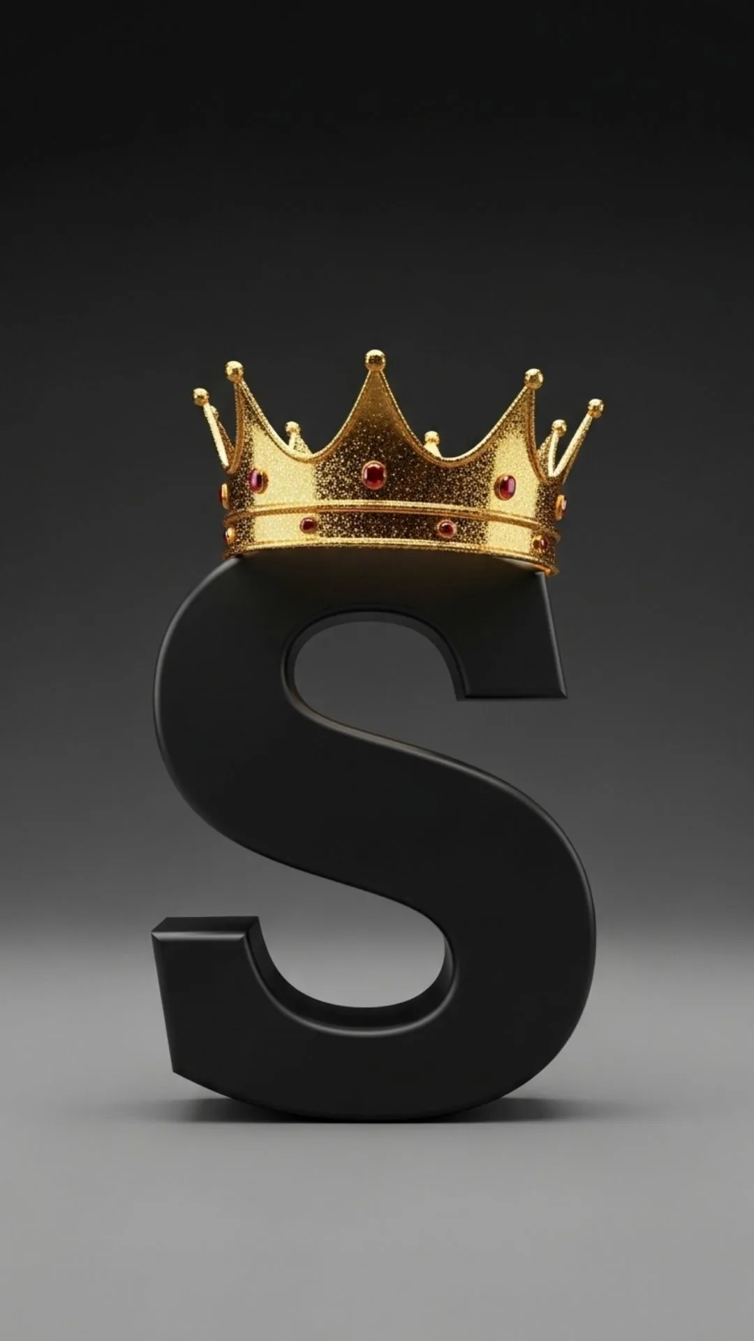 A royal S letter DP with a crown, featuring a bold matte black 'S' topped with a glittering gold crown. This 'king' S name DP is perfect for both boys and girls in India to show a royal attitude, and is available as a stylish, unique HD 4K WhatsApp profile picture