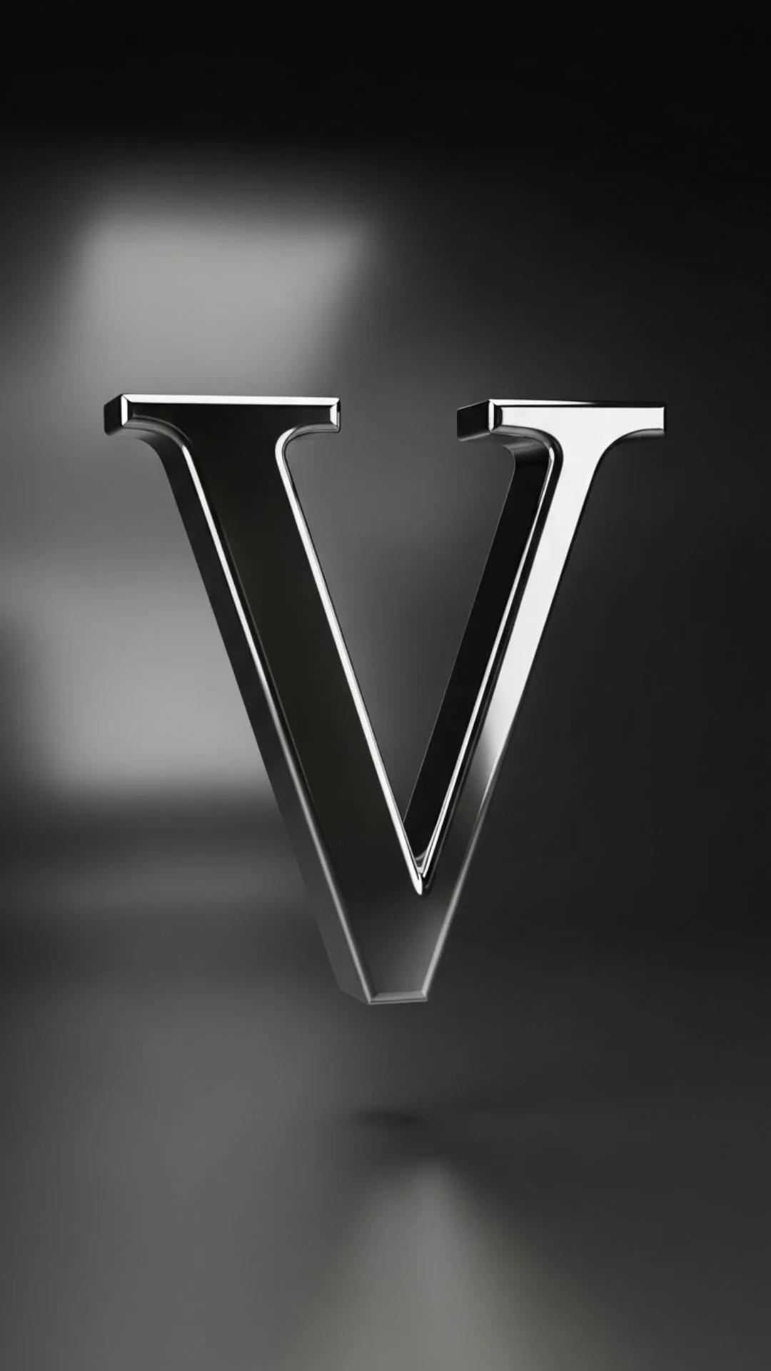 A premium 4K 'V' letter image for DP, showing a 3D metallic 'V' with a sleek, reflective chrome finish against a dark, minimalist background. This 'stylish V name dp' embodies luxury and class, perfect for a mature, sophisticated WhatsApp or professional profile in India. Keywords: 3D V letter dp, metallic V name dp, V letter images 4K, stylish V alphabet, V logo design