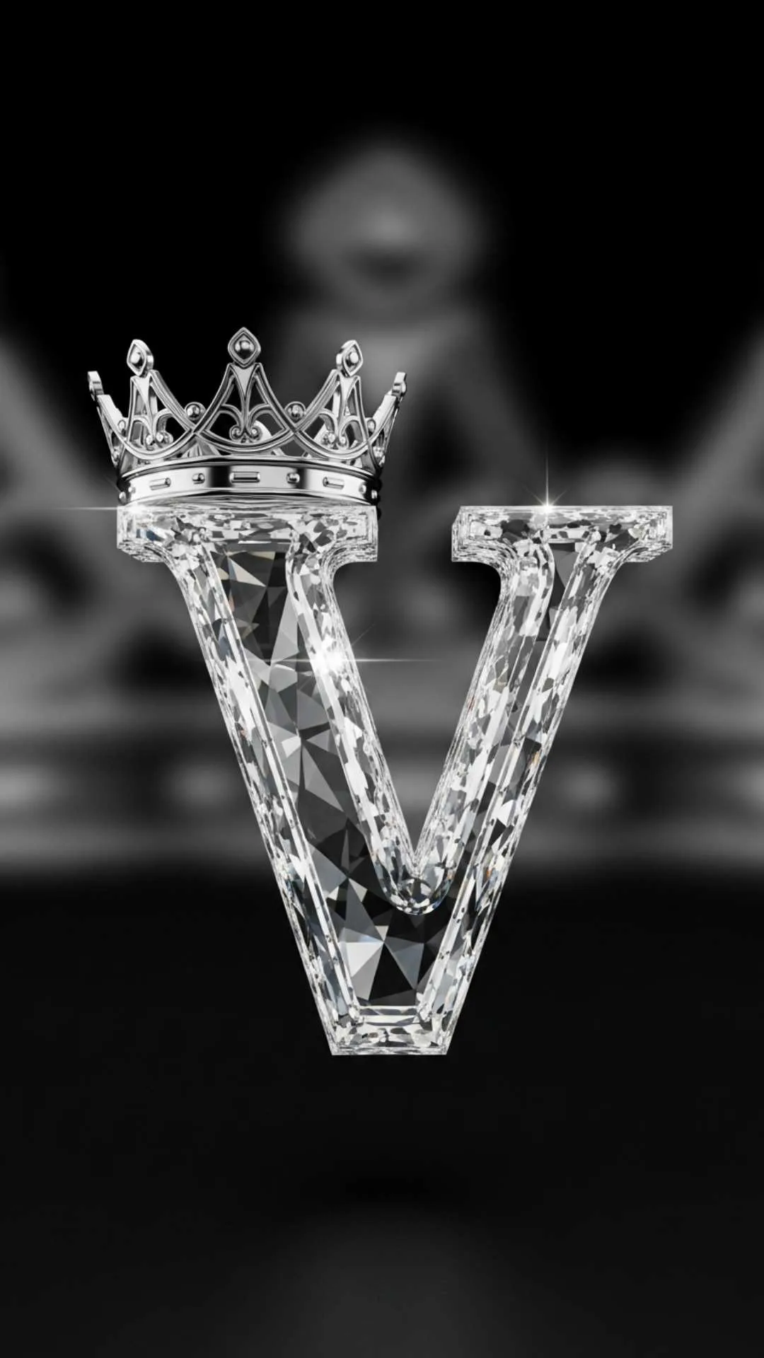An ultimate 4K 'attitude V name dp' featuring a letter 'V' carved from diamond with a platinum crown, symbolizing luxury and confidence. This 'stylish V letter dp' is perfect for boys and girls in India looking for a 'king' or 'queen' style WhatsApp profile picture. Keywords: V letter with crown dp, V name dp attitude, V letter images 4K, V alphabet royal, king V dp