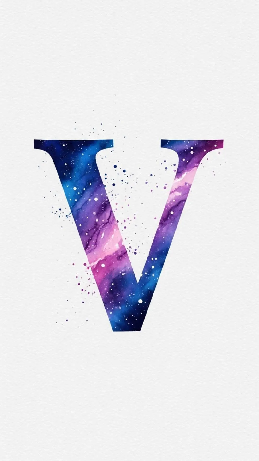 An artistic 4K 'V' letter DP featuring a 'galaxy watercolor' effect of deep blues and purples inside the letter's shape. This 'aesthetic V name dp' is perfect for a creative girl's WhatsApp or Instagram profile in India. Keywords: V letter watercolor dp, V name dp stylish, aesthetic V letter wallpaper, cute V dp 4K, V alphabet galaxy design
