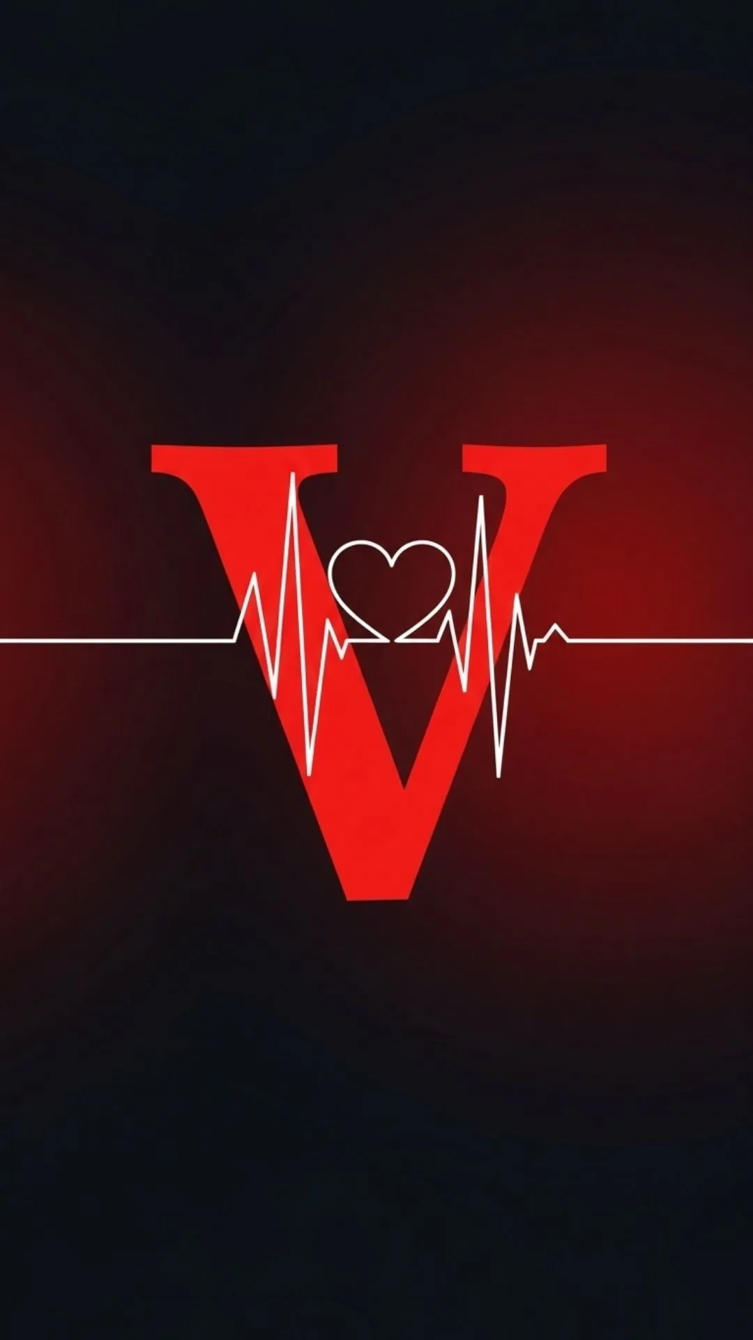 A symbolic 4K 'V letter heartbeat' DP, showing a vibrant red 'V' with a white heartbeat line forming a heart, representing enduring love. This 'V name dp love' is perfect for expressing deep affection on WhatsApp or Instagram in India. Keywords: V letter heartbeat dp, V name dp romantic, V alphabet love symbol, V letter images for dp love, love V dp 4K.