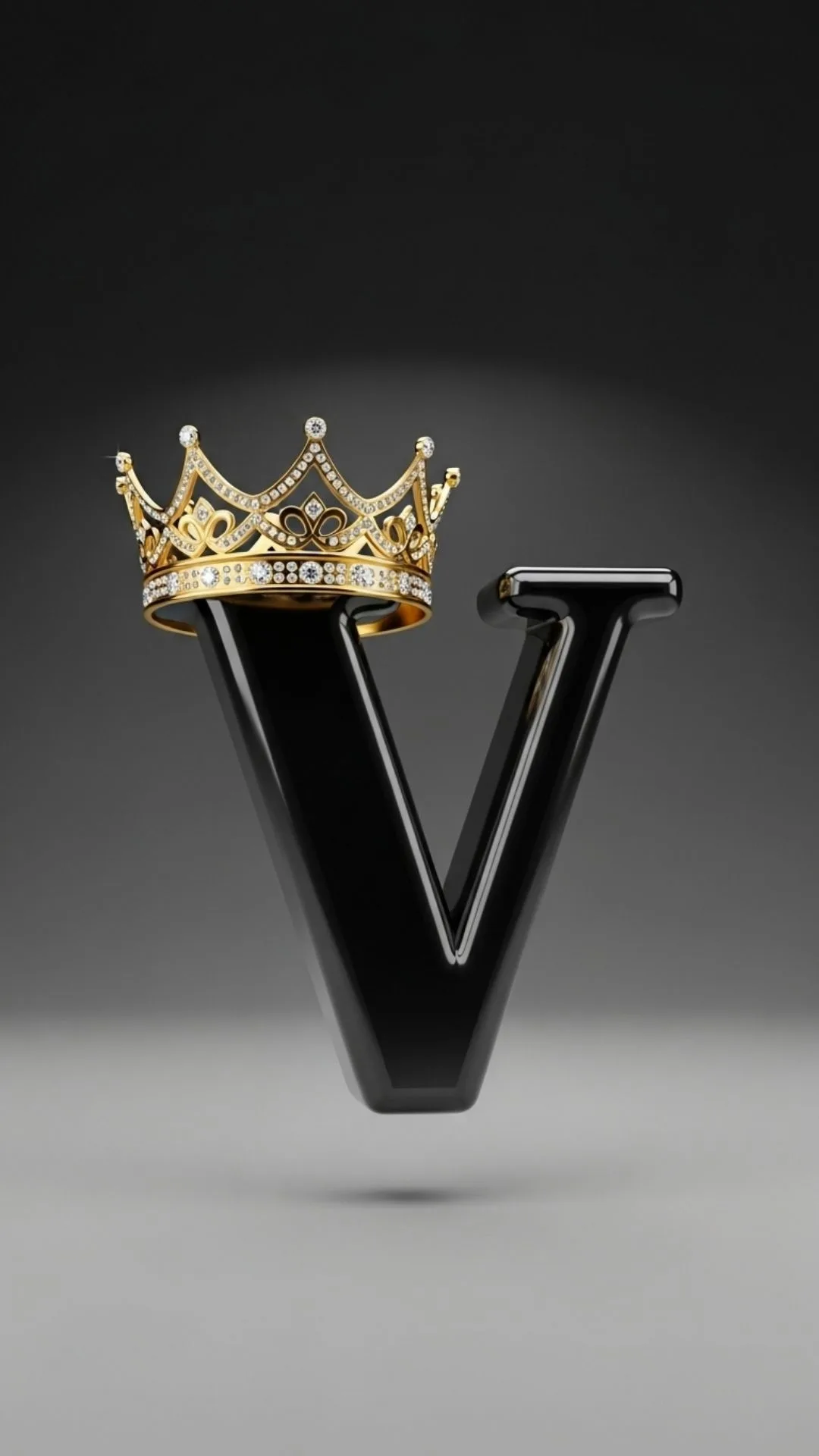 The ultimate 4K 'attitude V name dp' featuring a bold black letter 'V' topped with a masterfully designed gold crown, symbolizing royalty and confidence. This 'stylish V letter dp' is perfect for boys and girls in India looking for a 'king' or 'queen' style WhatsApp profile picture. Keywords: V letter with crown dp, V name dp attitude, V letter images for boys, V alphabet royal 4K