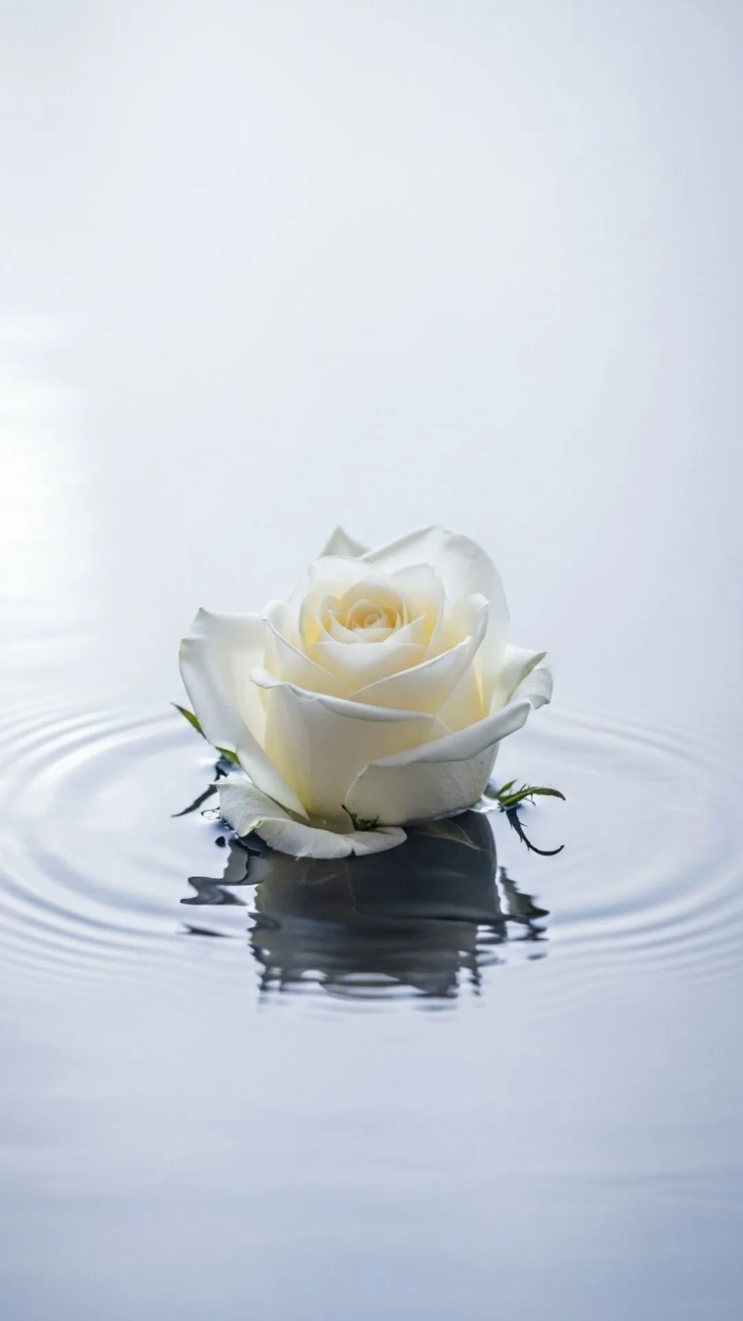A peaceful 4K HD white rose floating on water DP, symbolizing calmness, purity, and serenity. A tranquil white rose image for a thoughtful profile picture.