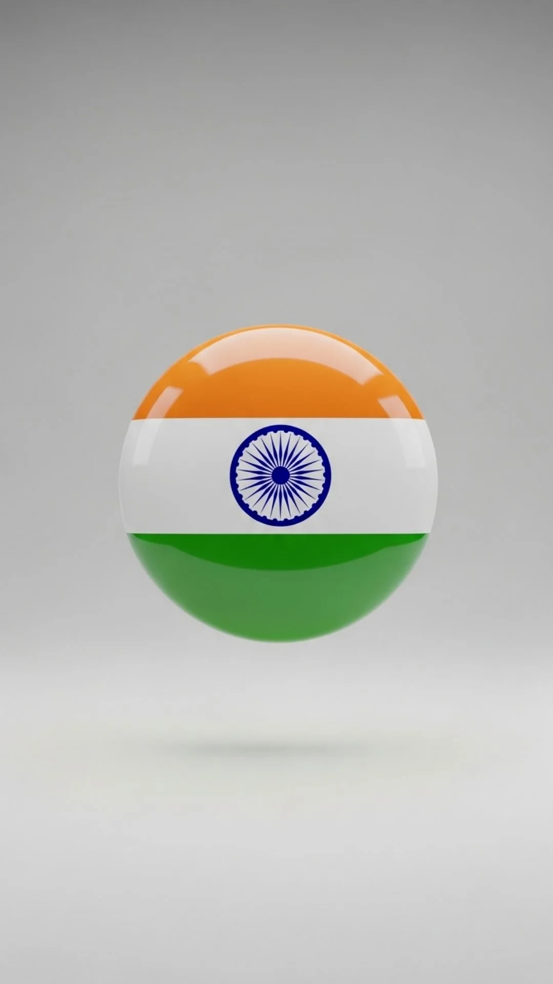 A 3D, glossy 'Flag of India DP' icon in 9:16 format, designed for a round WhatsApp profile picture. This high-quality, helpful image shows a shiny 3D button of the Tiranga, perfectly centered to avoid cropping. A free download idea