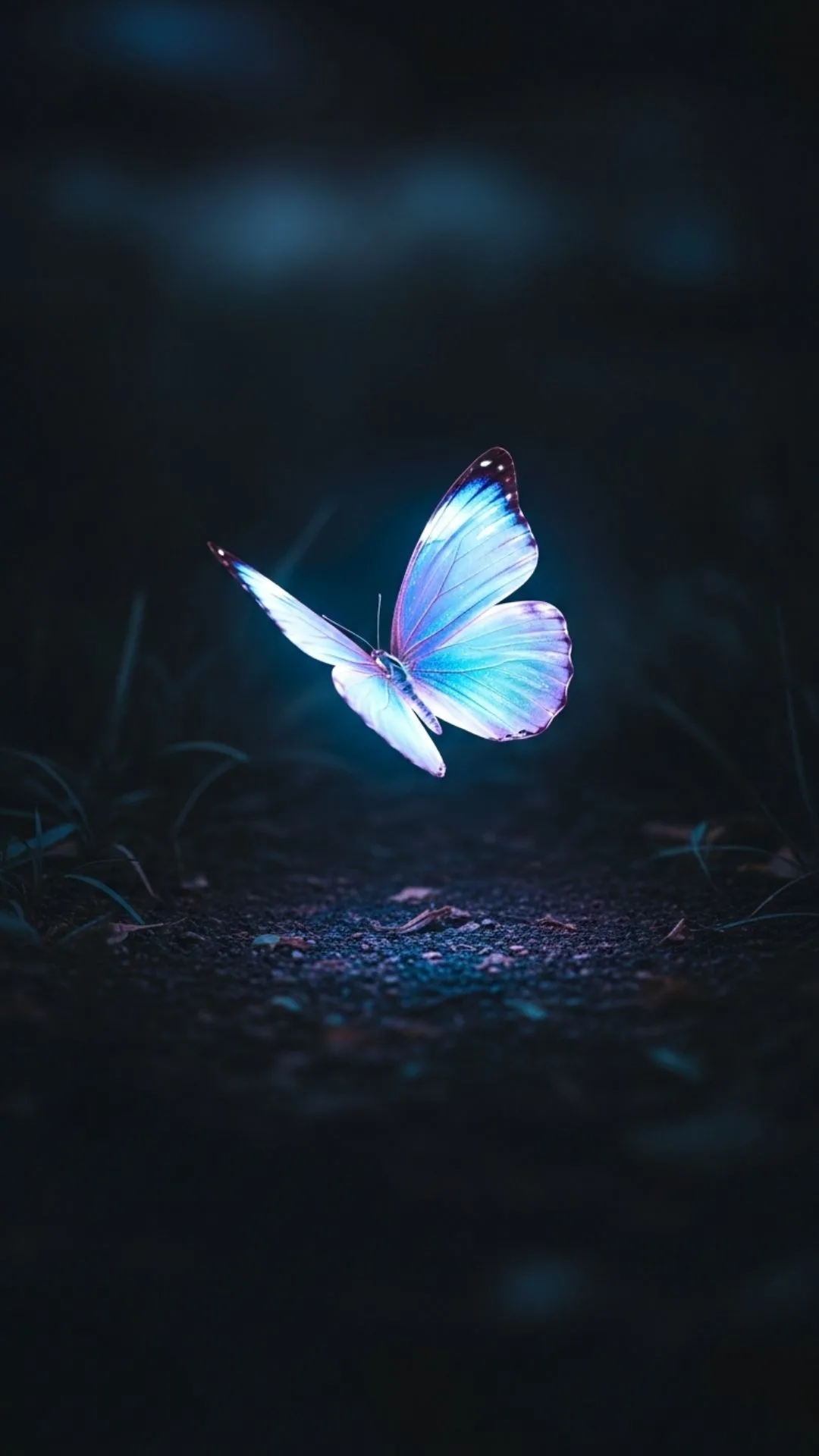 An aesthetic neon butterfly DP, showing a single glowing blue butterfly on a dark background. This artistic 4K picture for WhatsApp or Instagram profile conveys wonder and creativity. Free download from our cute DP collection