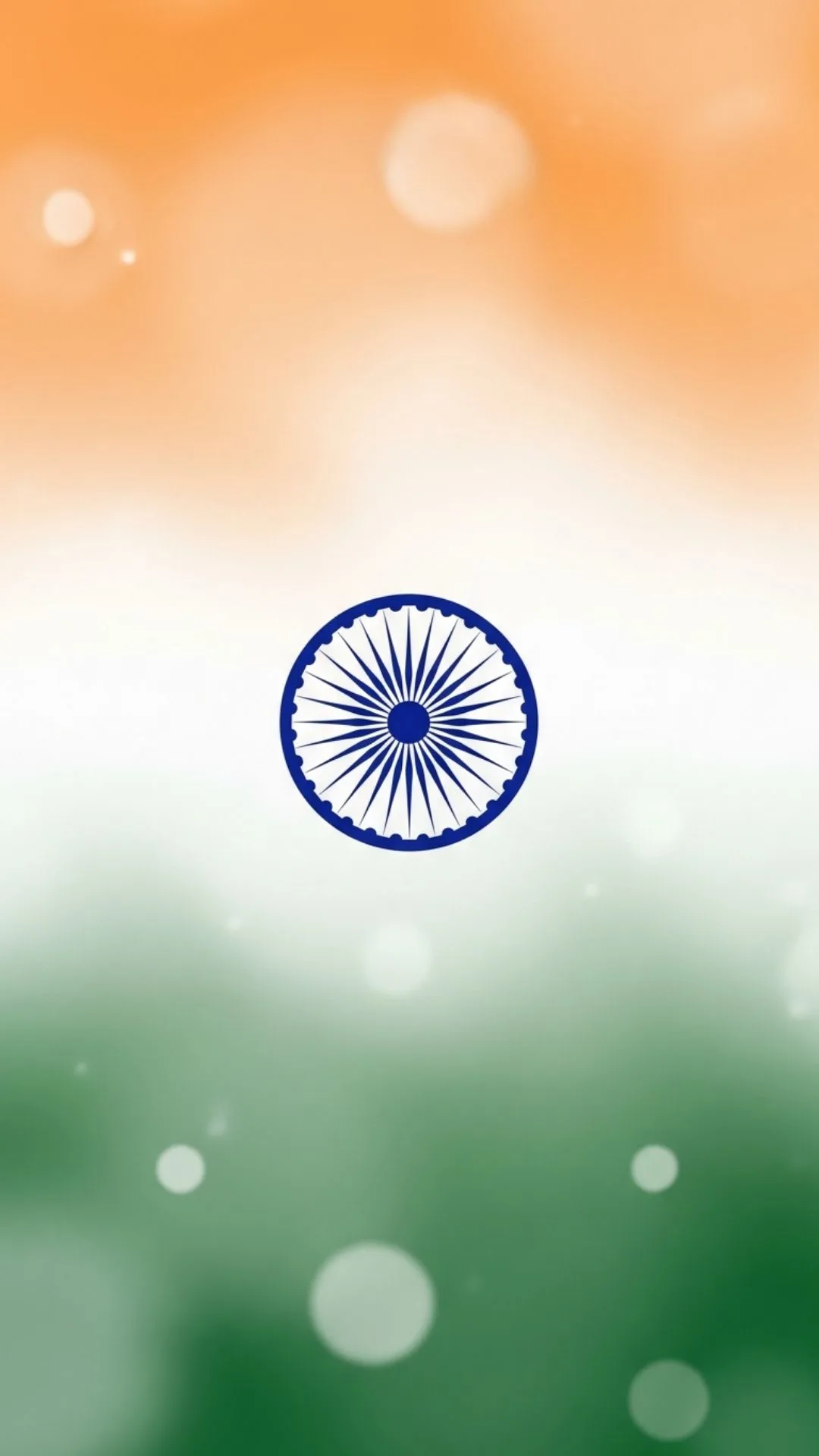 A serene 'Ashoka chakra minimalist wallpaper' in 9:16, featuring a soft bokeh background in Tiranga colors. This unique and aesthetic DP image provides a peaceful, high-resolution background for a creative profile picture, perfect for those seeking a subtle artistic touch