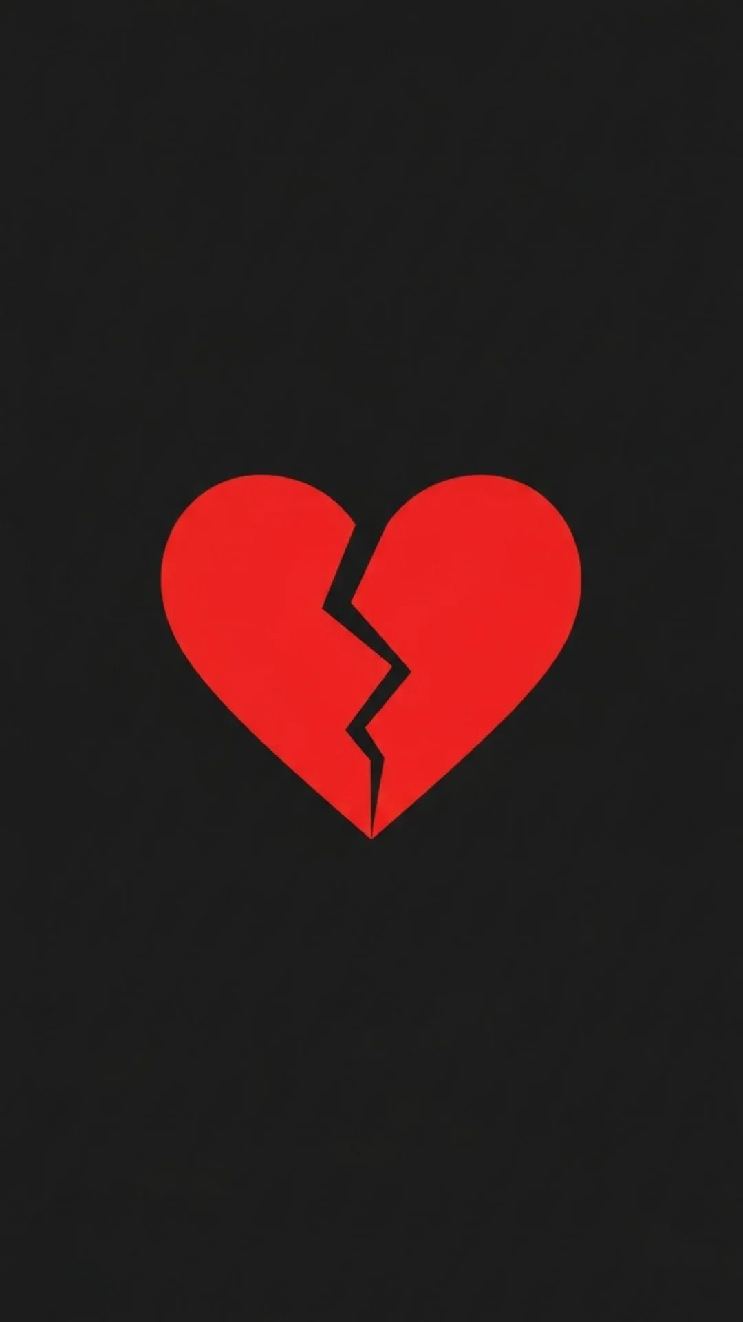 A vivid red broken heart icon on a black background, a powerful "No DP Image" symbolizing a broken heart or no love. Perfect as a sad DP for WhatsApp or Instagram after a breakup.
