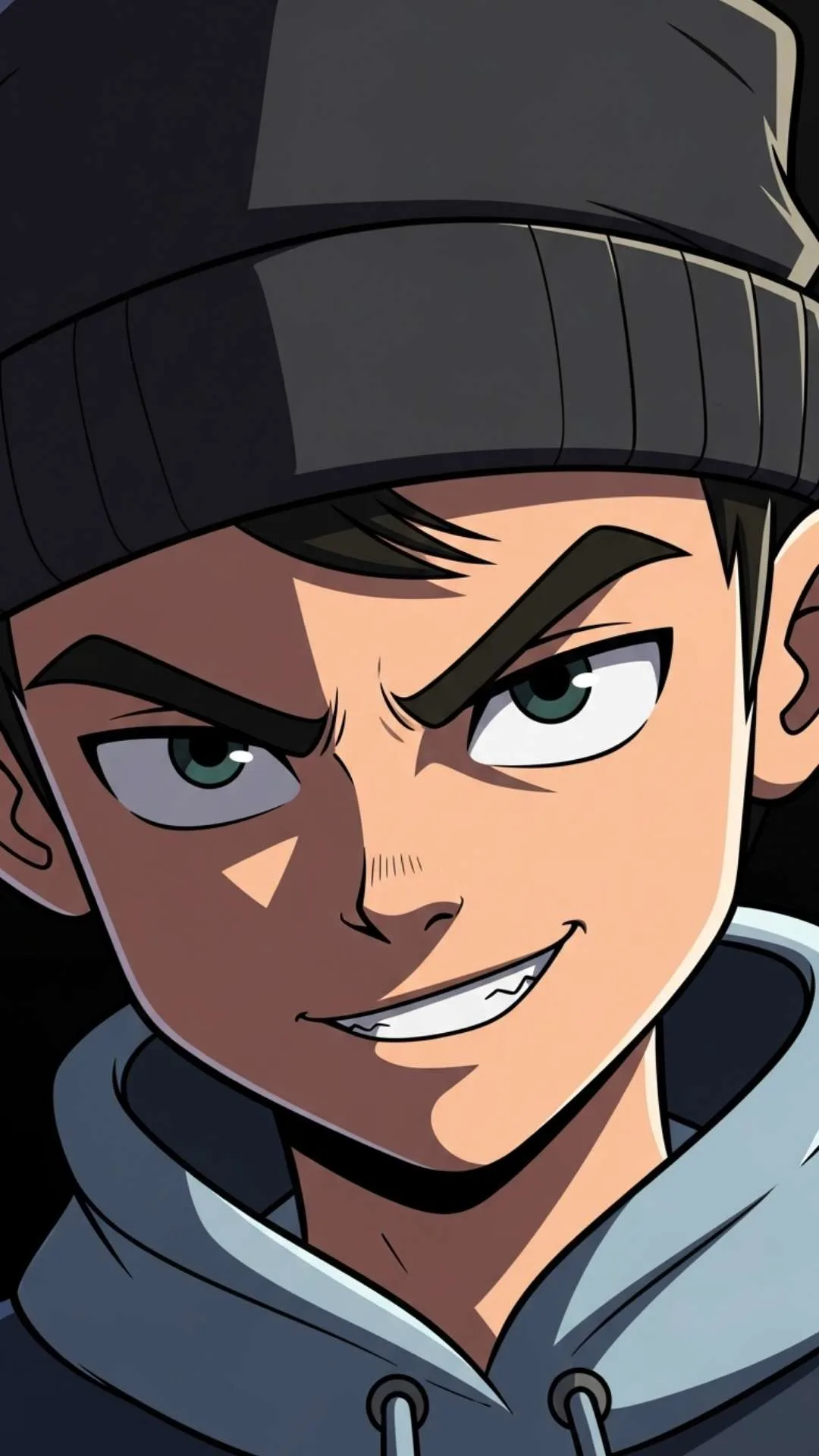 An example of a 'cartoon boy attitude dp,' focusing on a character with sharp eyes and a confident smirk. This image directly fulfills the semantic search for 'attitude pfp boy,' providing users with a clear visual representation of a profile picture that conveys confidence and a strong personality.