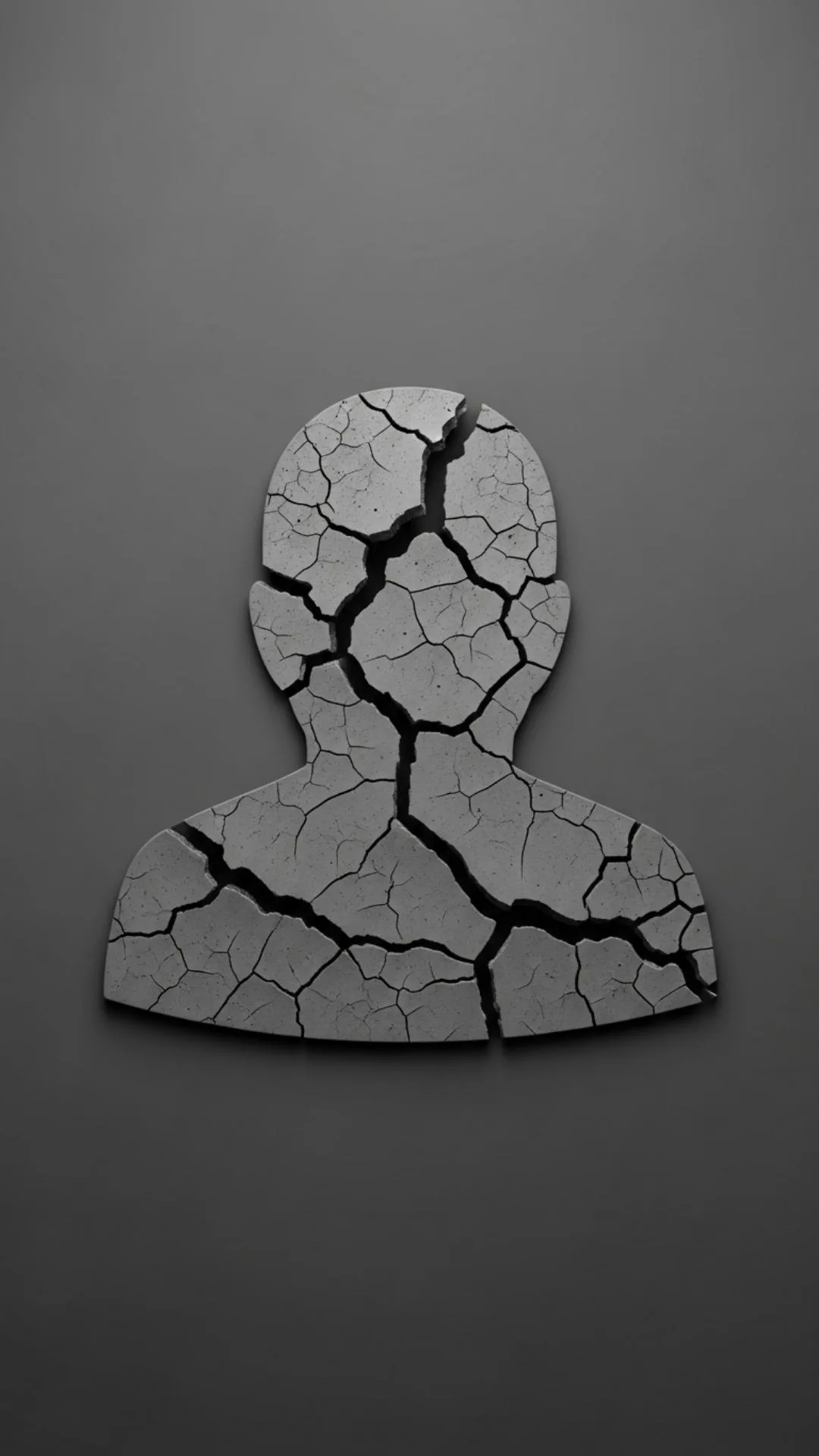 A cracked default user icon, representing a "broken" or sad mood. This unique "No DP Image" is a subtle yet powerful "Sad DP" option for WhatsApp or Instagram when feeling distressed.