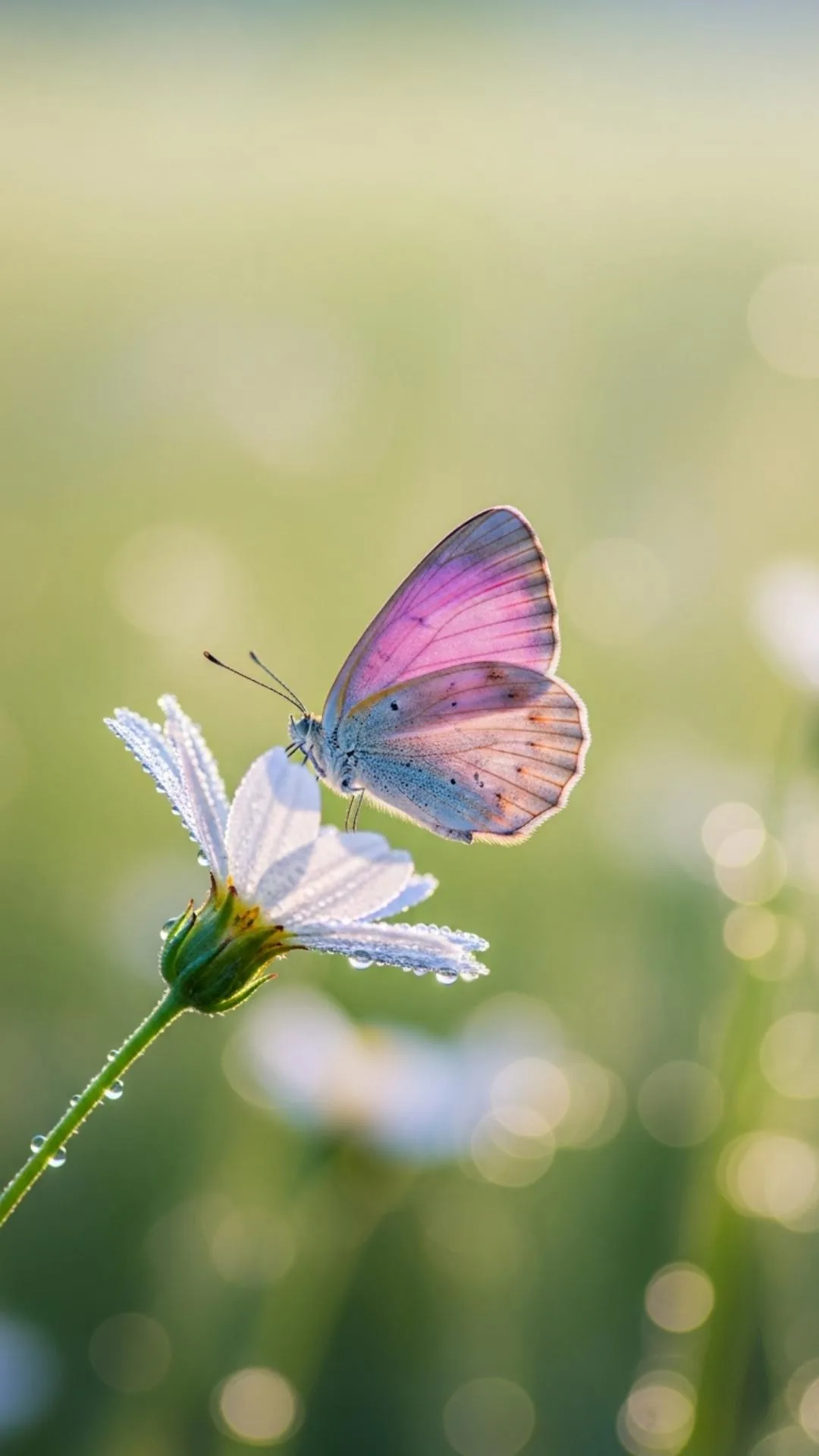 A cute butterfly DP for girls, showing a soft pastel pink butterfly on a flower. This aesthetic 4K photo is a free HD download, perfect for a romantic or dreamy WhatsApp profile. From Majekfilms.com's aesthetic collection.