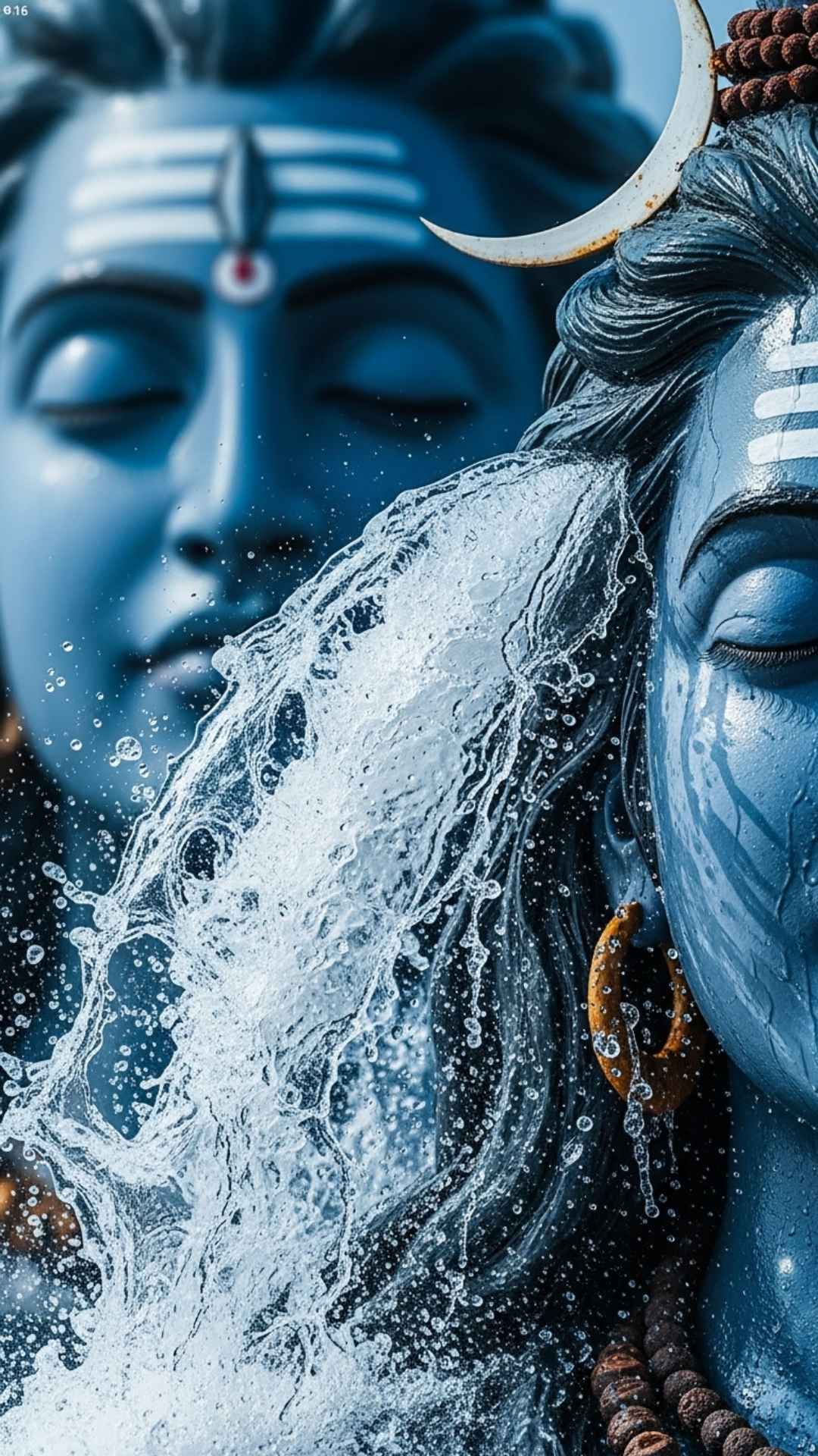 High-resolution Gangadhara Shiva image capturing crystal clear water droplets flowing from his hair. This 4K Bholenath photo uses HDR technology to ensure sharp details even in bright highlights. Ideal for a refreshing and pure WhatsApp DP that demands the highest visual quality without pixelation.