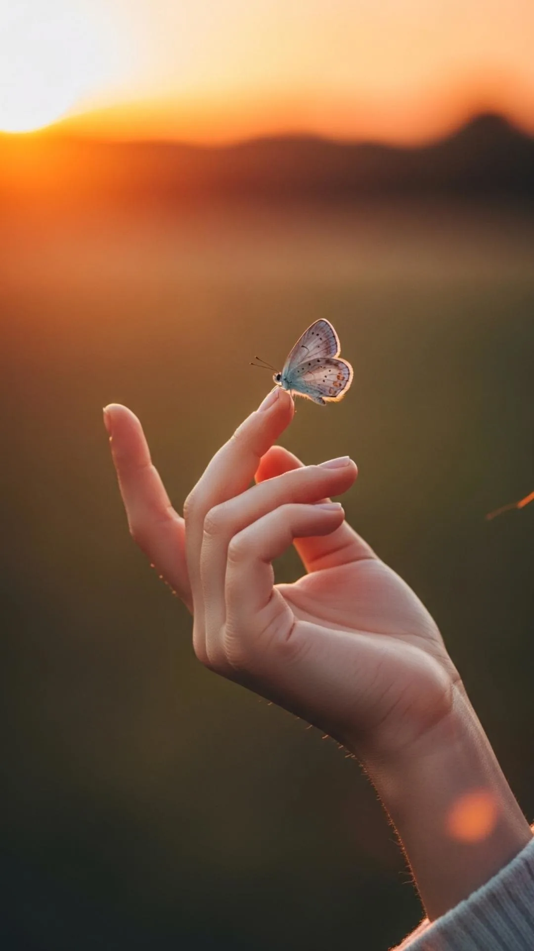A romantic butterfly DP for girls, showing a delicate butterfly on a hand, symbolizing soft, feminine energy. This positive and graceful 4K photo is a free HD download for a new WhatsApp profile